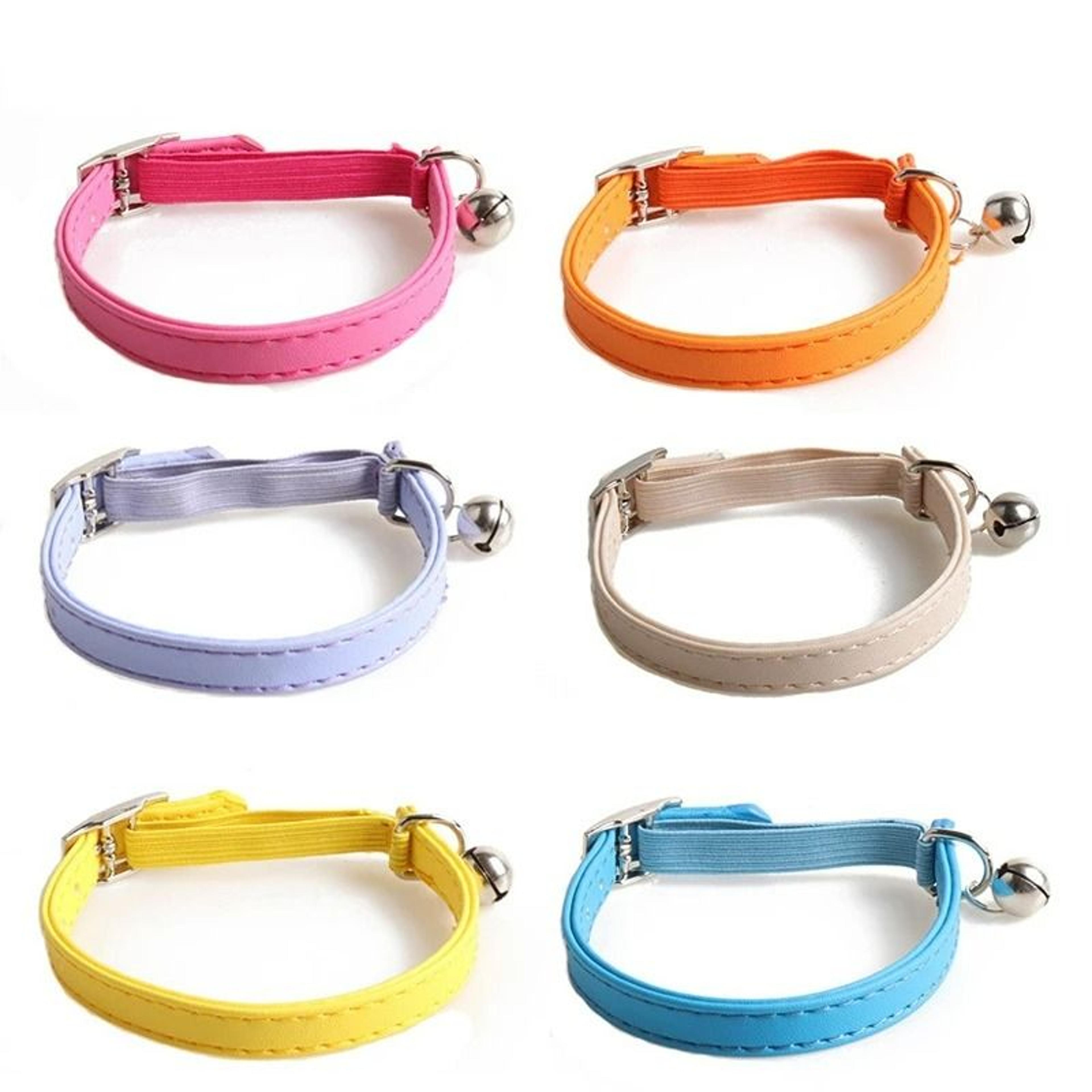 pastel macaron adjustable elastic pet collar with alert bell
