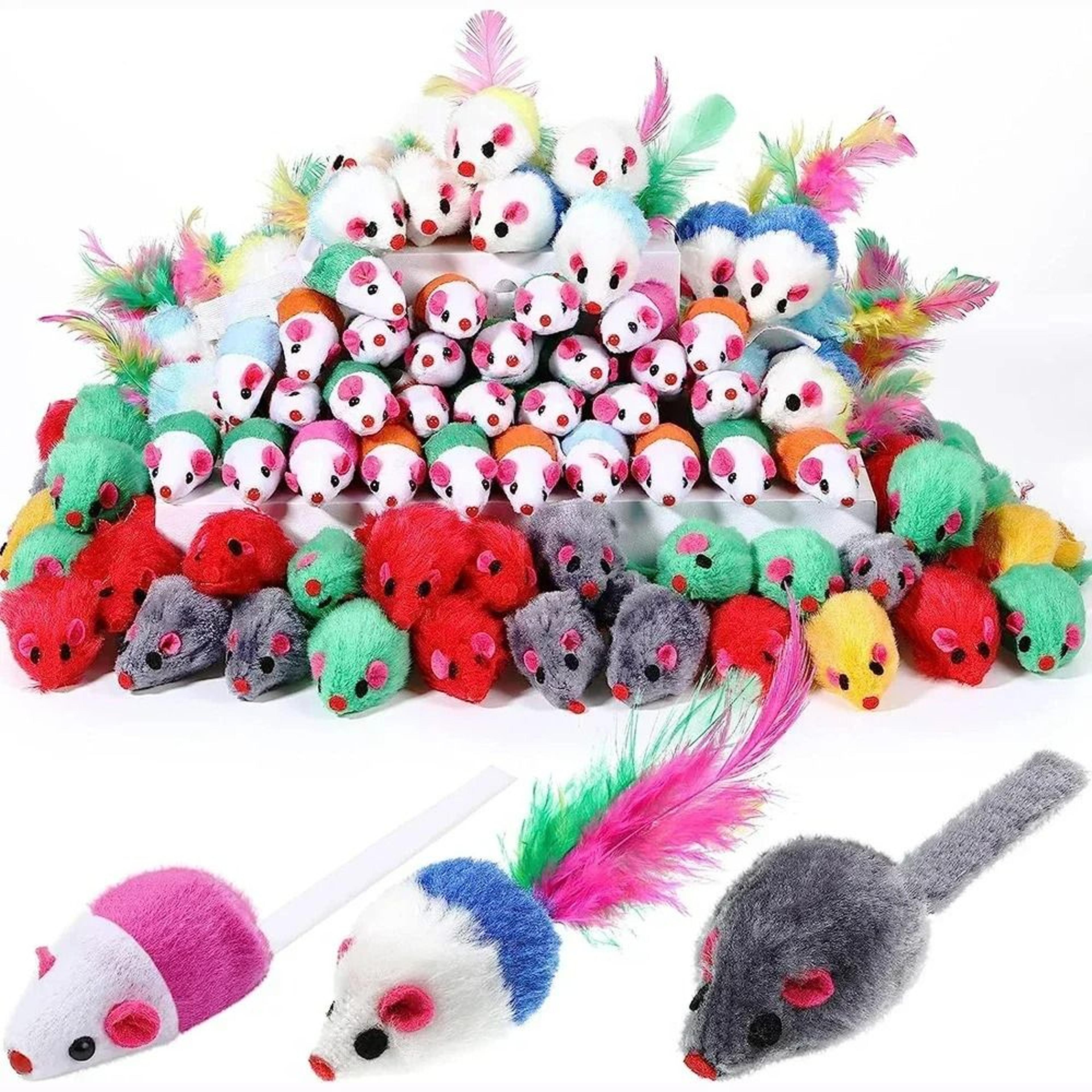 10-piece rattle cat mouse toys prefilled with catnip