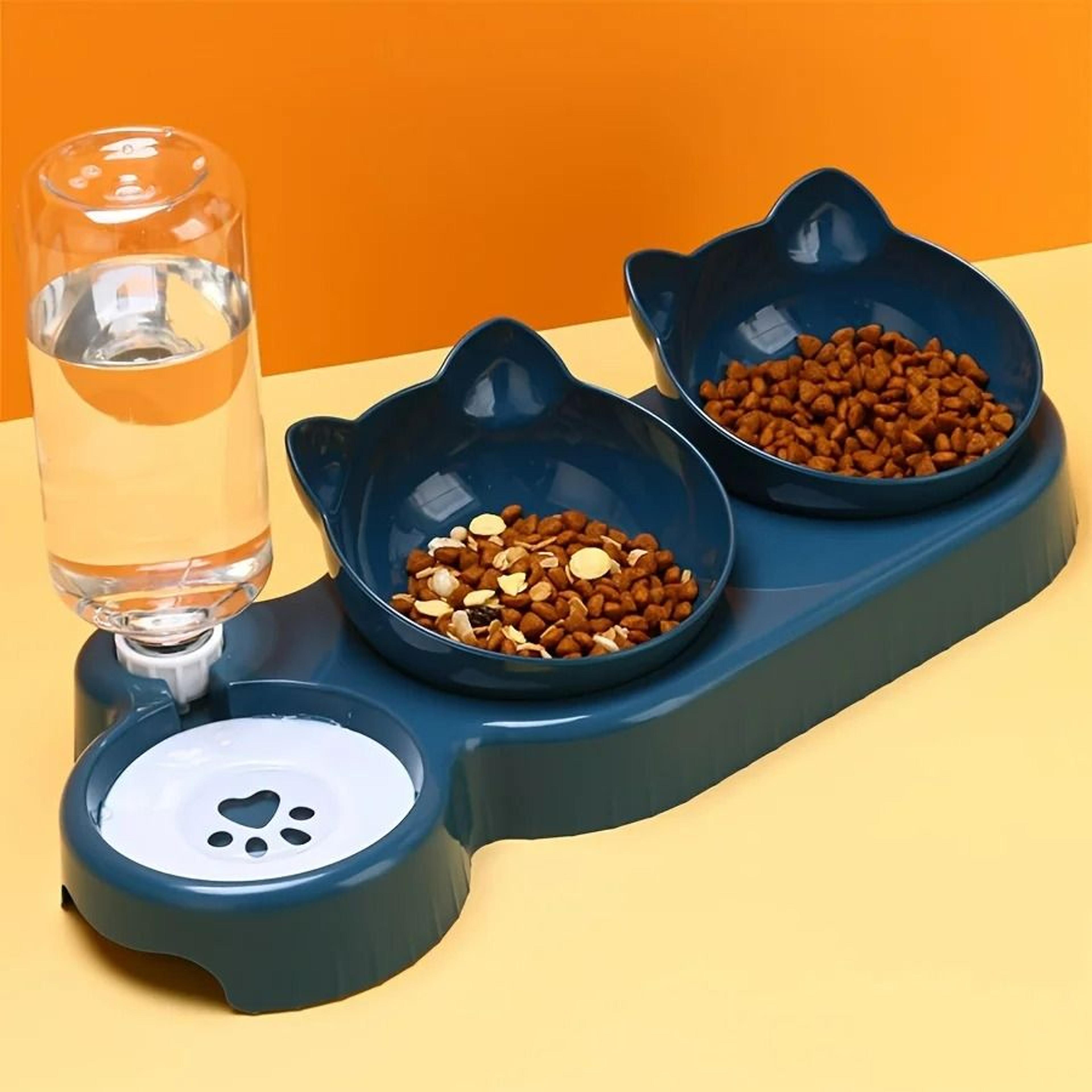 3-in-1 tilted ear cat bowl & gravity waterer