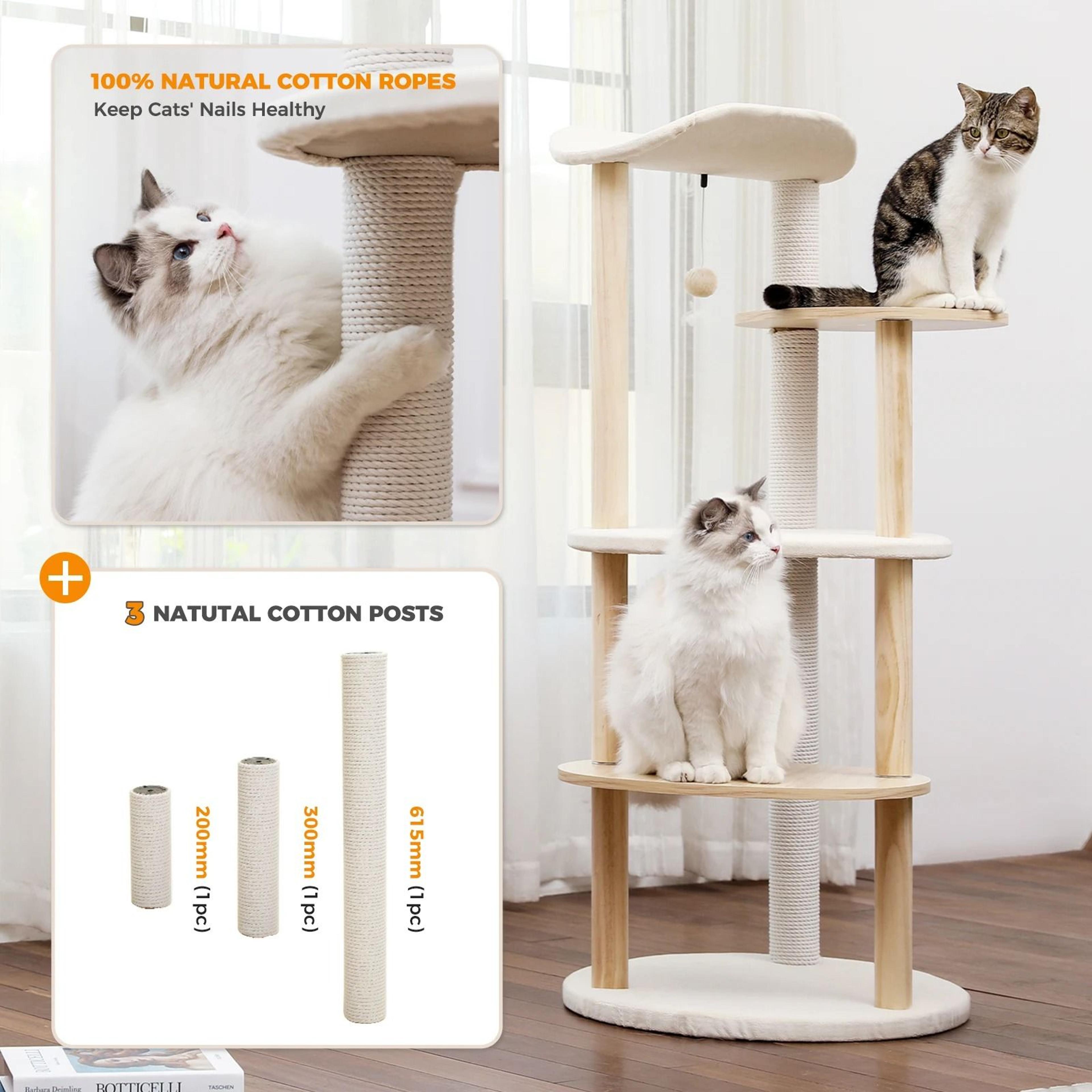 Modern Wooden Cat Tree Tower With Scratching Post 3