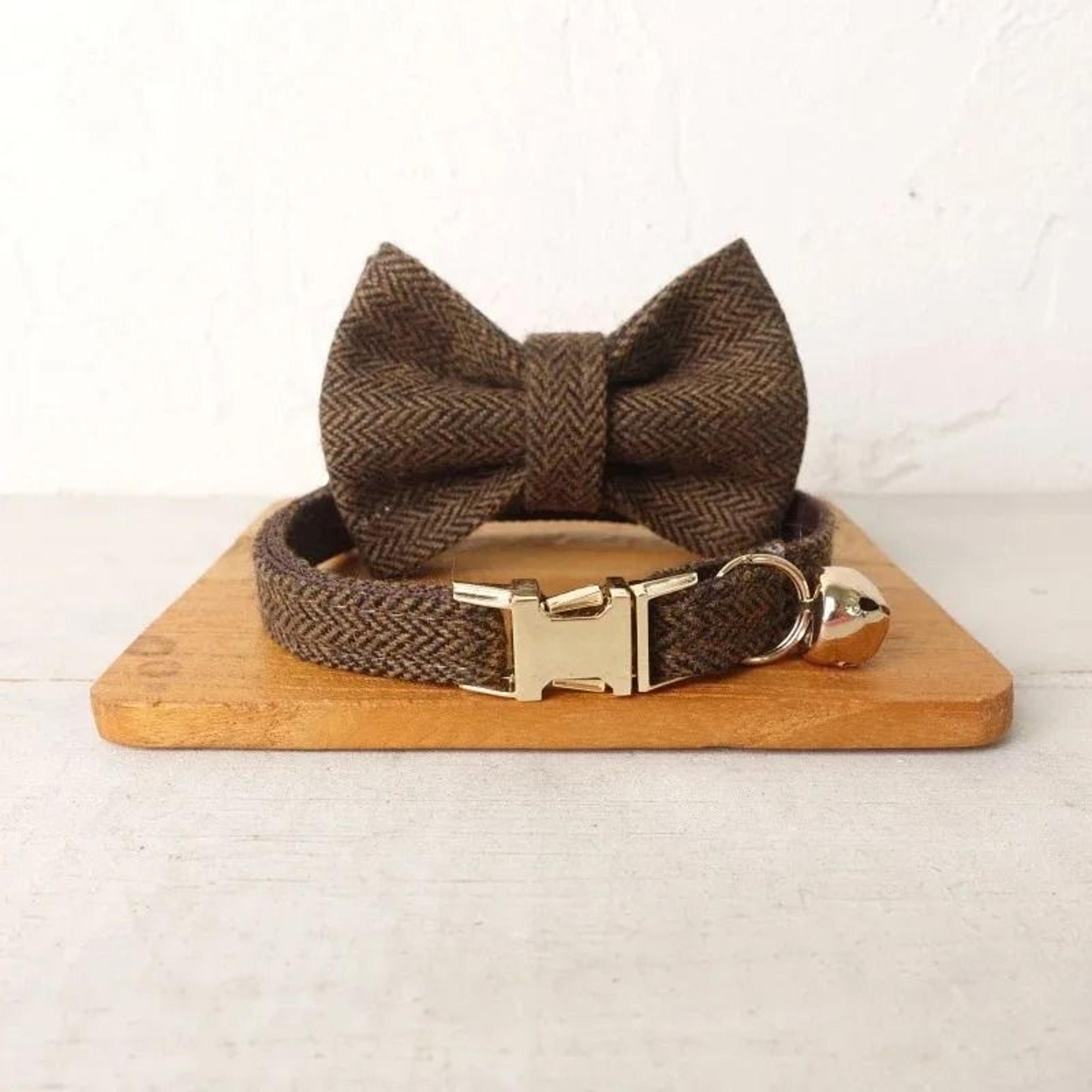Personalized Premium Suit Fiber Cat And Dog Collar With Bow Tie 2