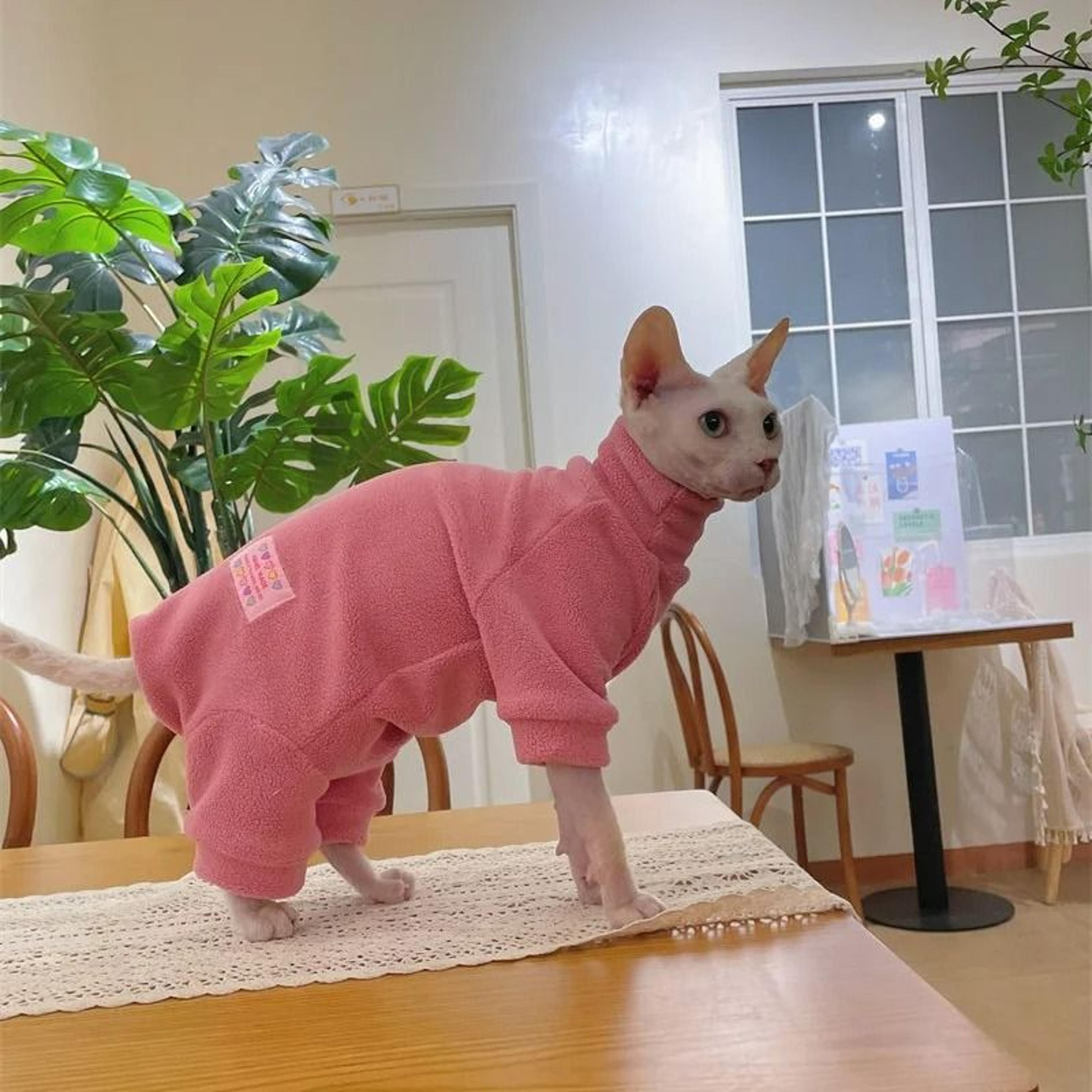 4Legged Warm Fleece Loungewear Jumpsuit For Cats 15