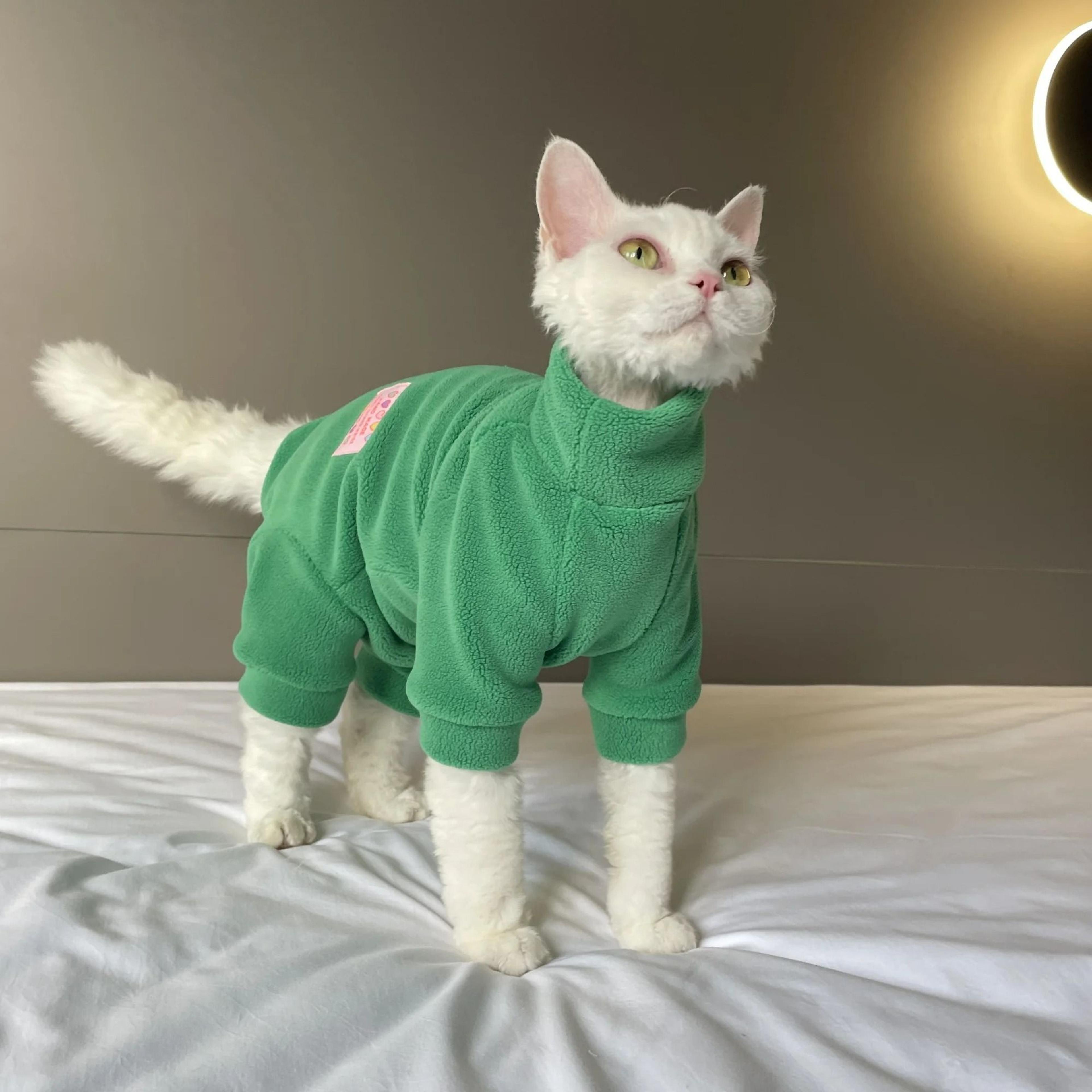 4Legged Warm Fleece Loungewear Jumpsuit For Cats 21