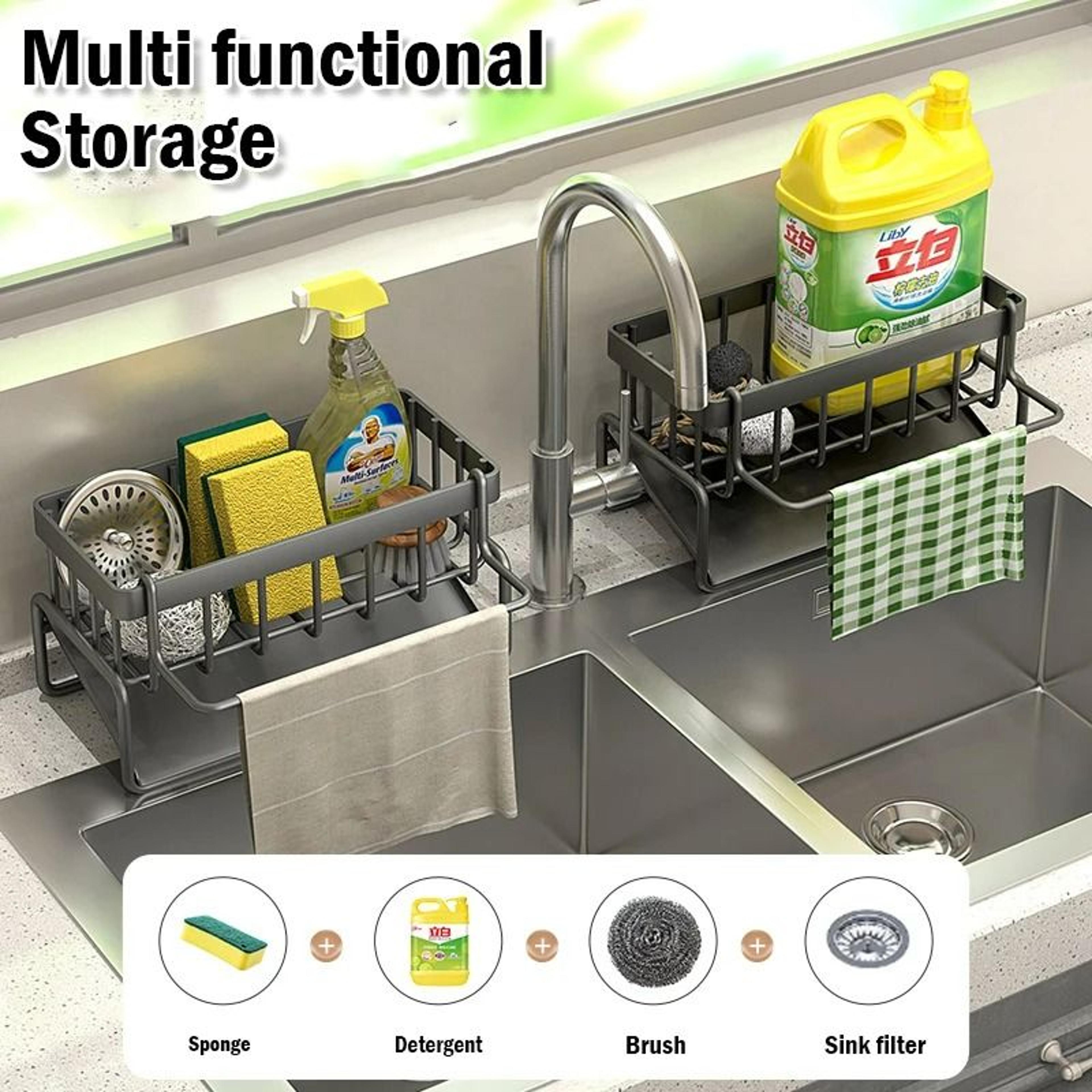 Multifunctional Stainless Steel Sink Drain Rack And Rag Hanger 2