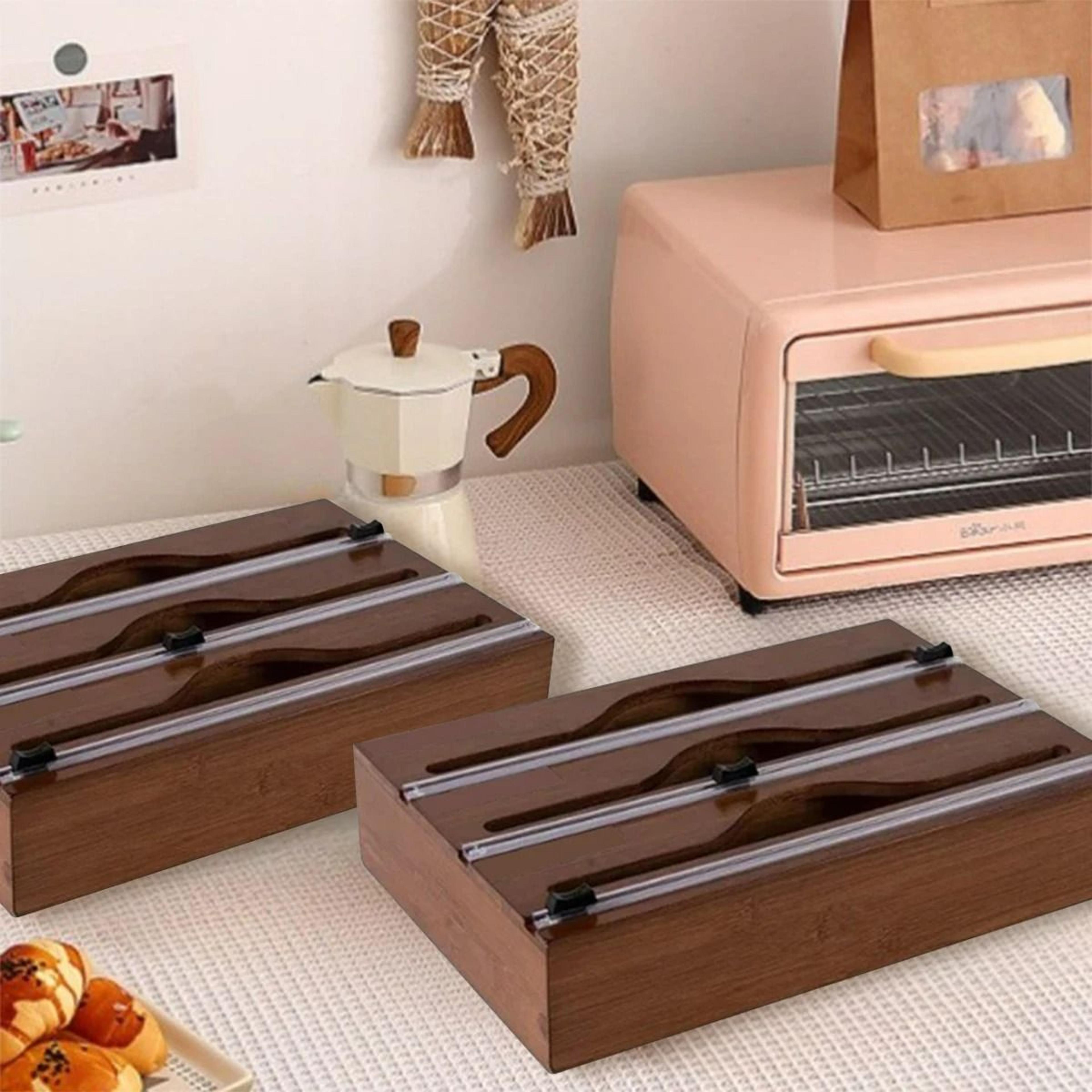 Bamboo Kitchen Wrap Dispenser And Foil Cutter Box 4