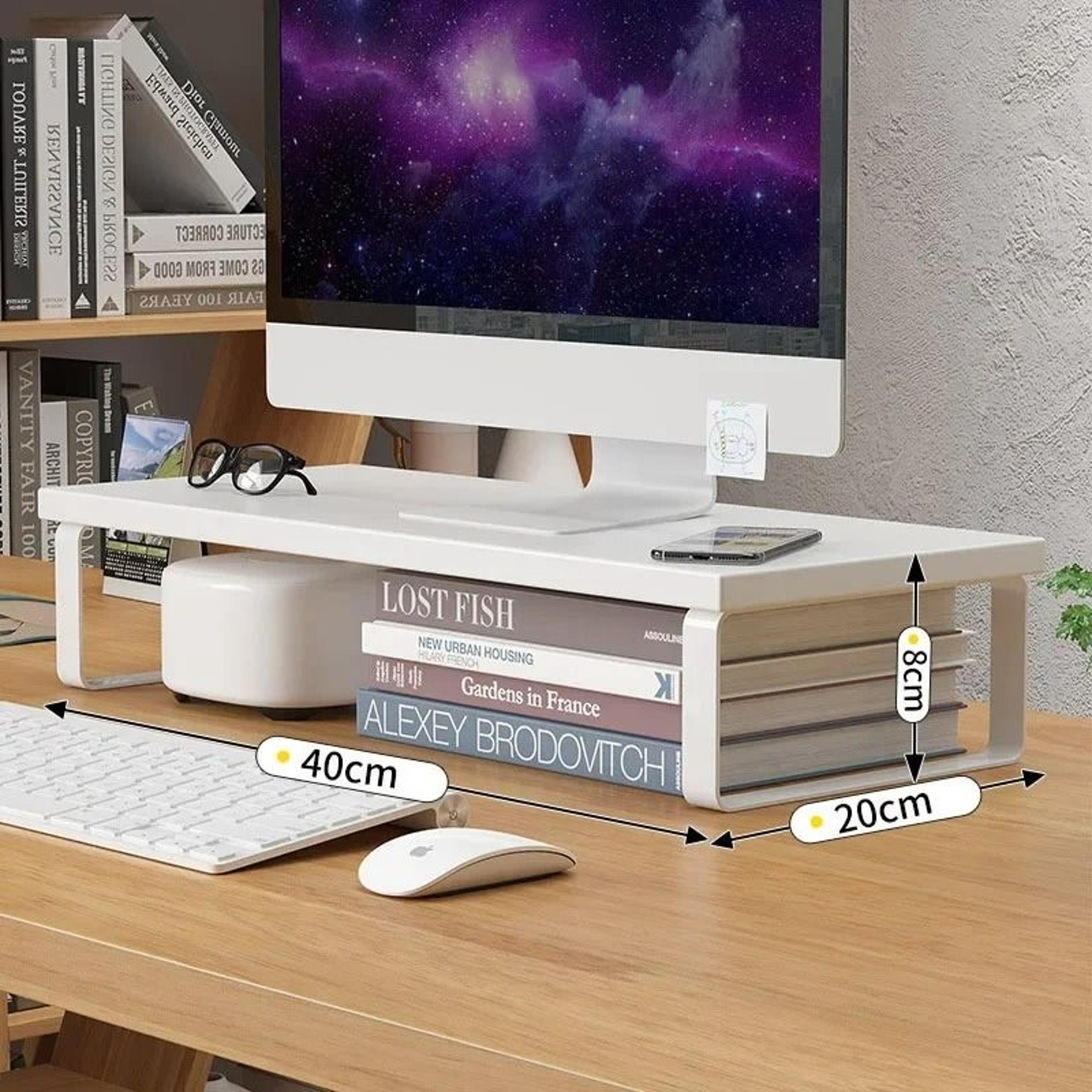 simple desktop storage rack and elevated computer stand