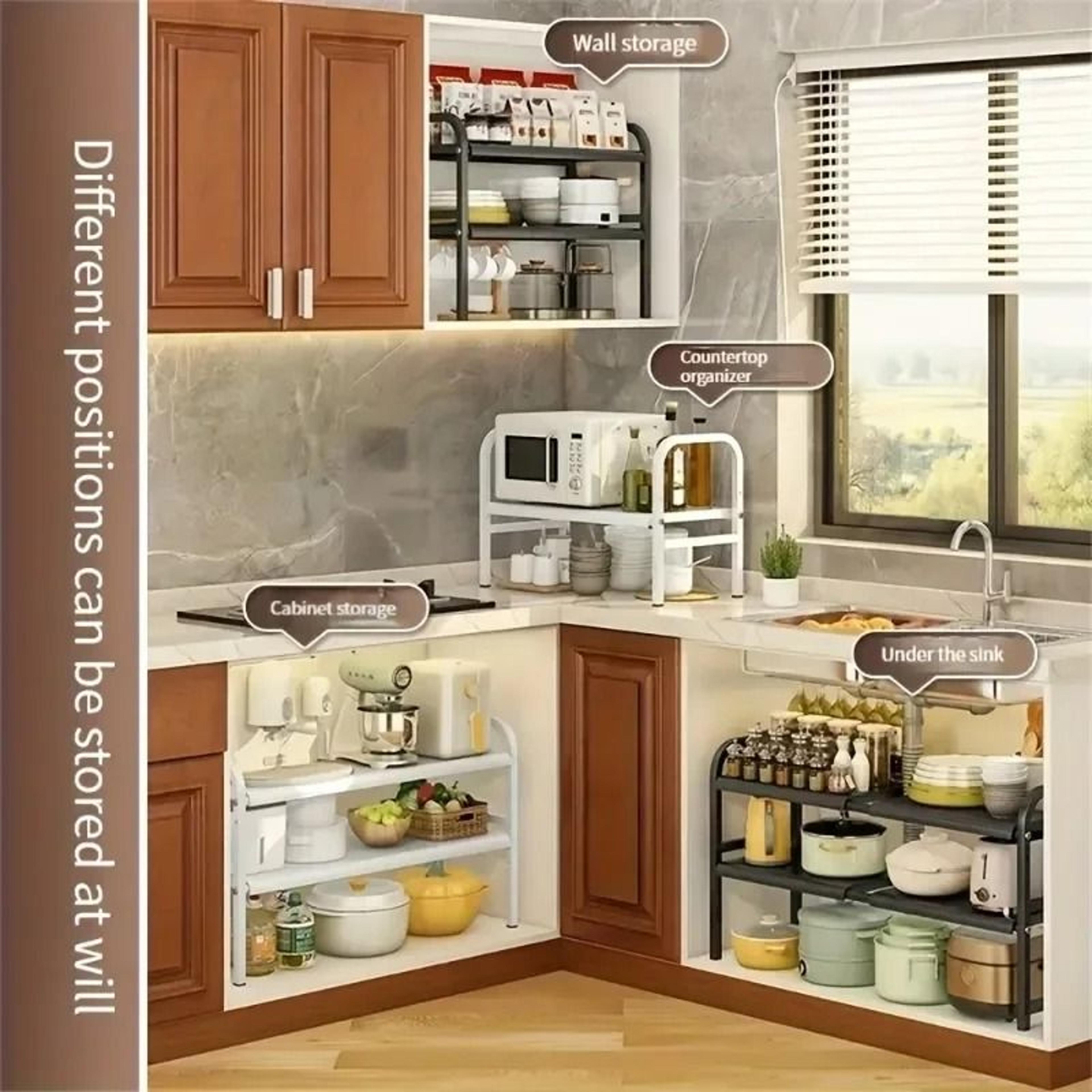 MultiUse Kitchen And UnderBathroomSink 2Tier Storage Rack 2