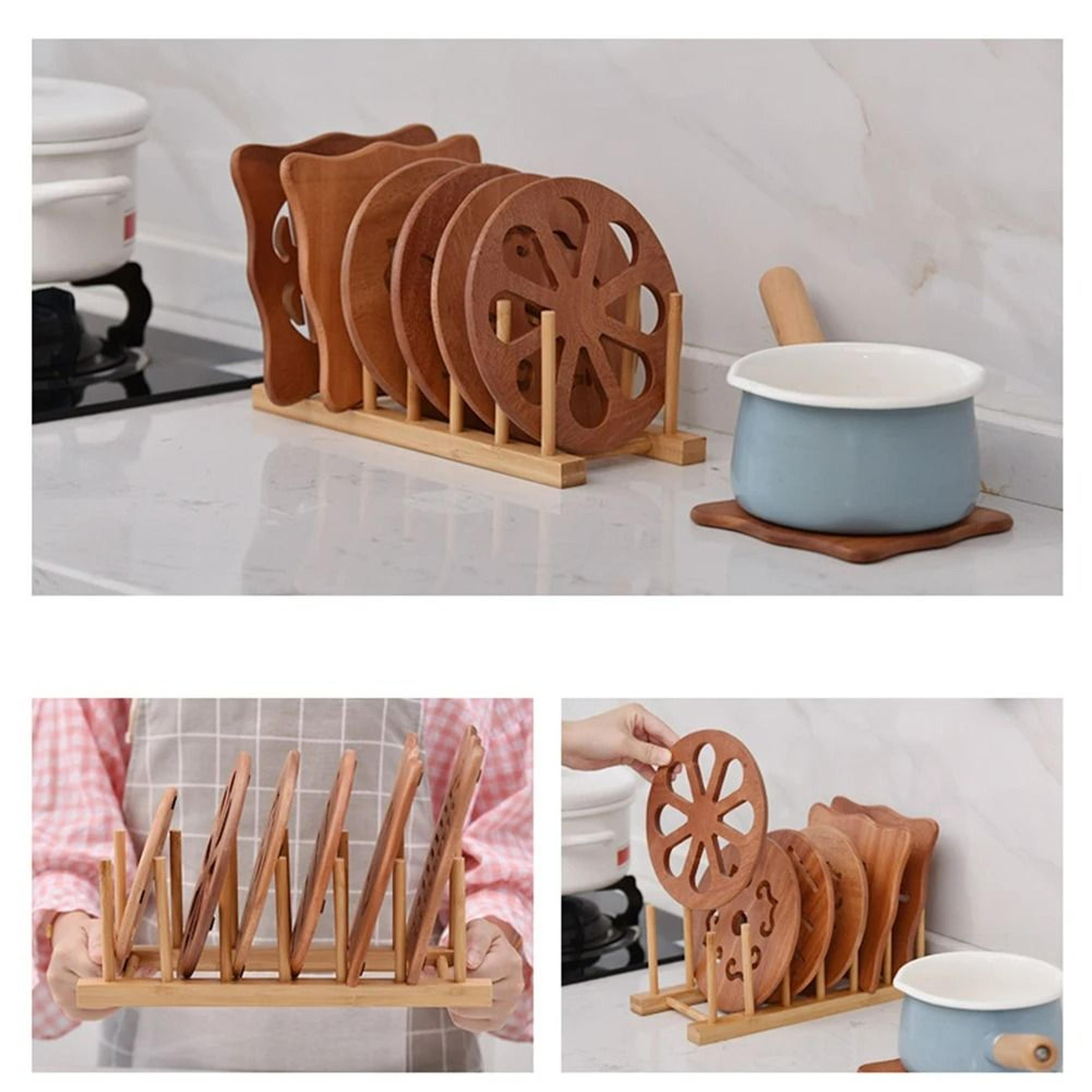 MultiFunctional Wooden Dish Drain Rack And Display Stand 6