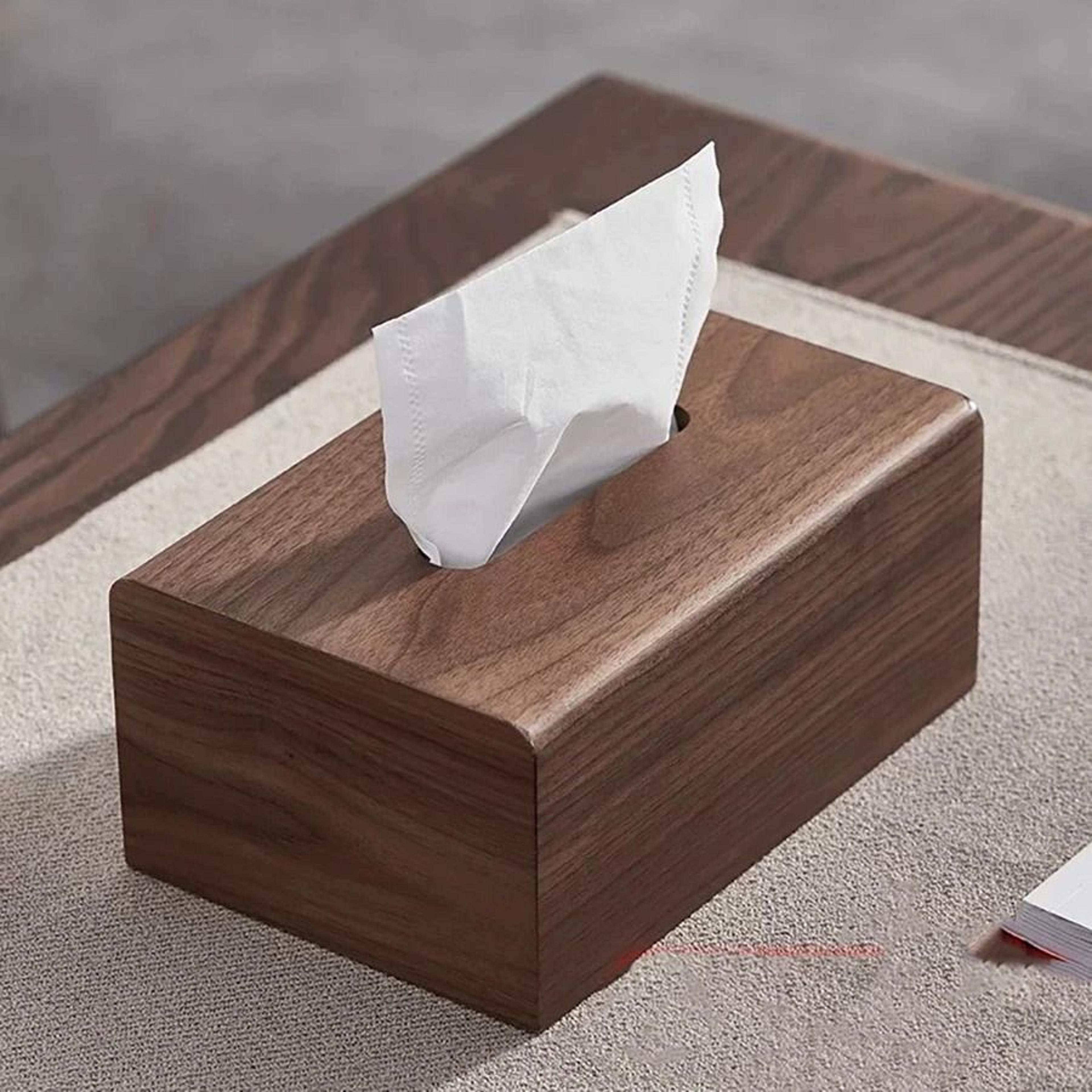 Solid Wood Walnut Tissue Box Cover And Desktop Storage Case 0