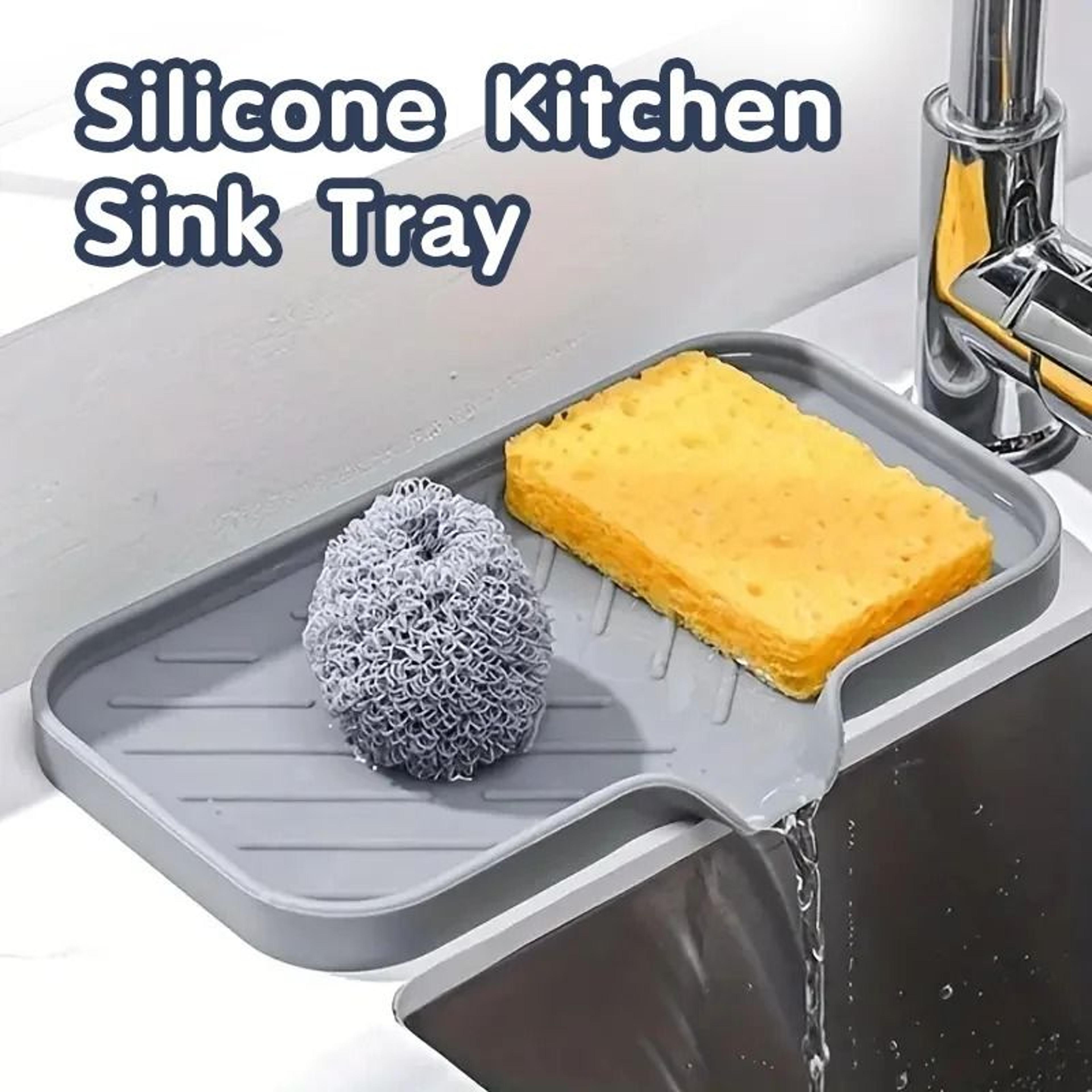 Silicone Kitchen Sink Organizer Tray And SelfDraining Sponge Mat 0