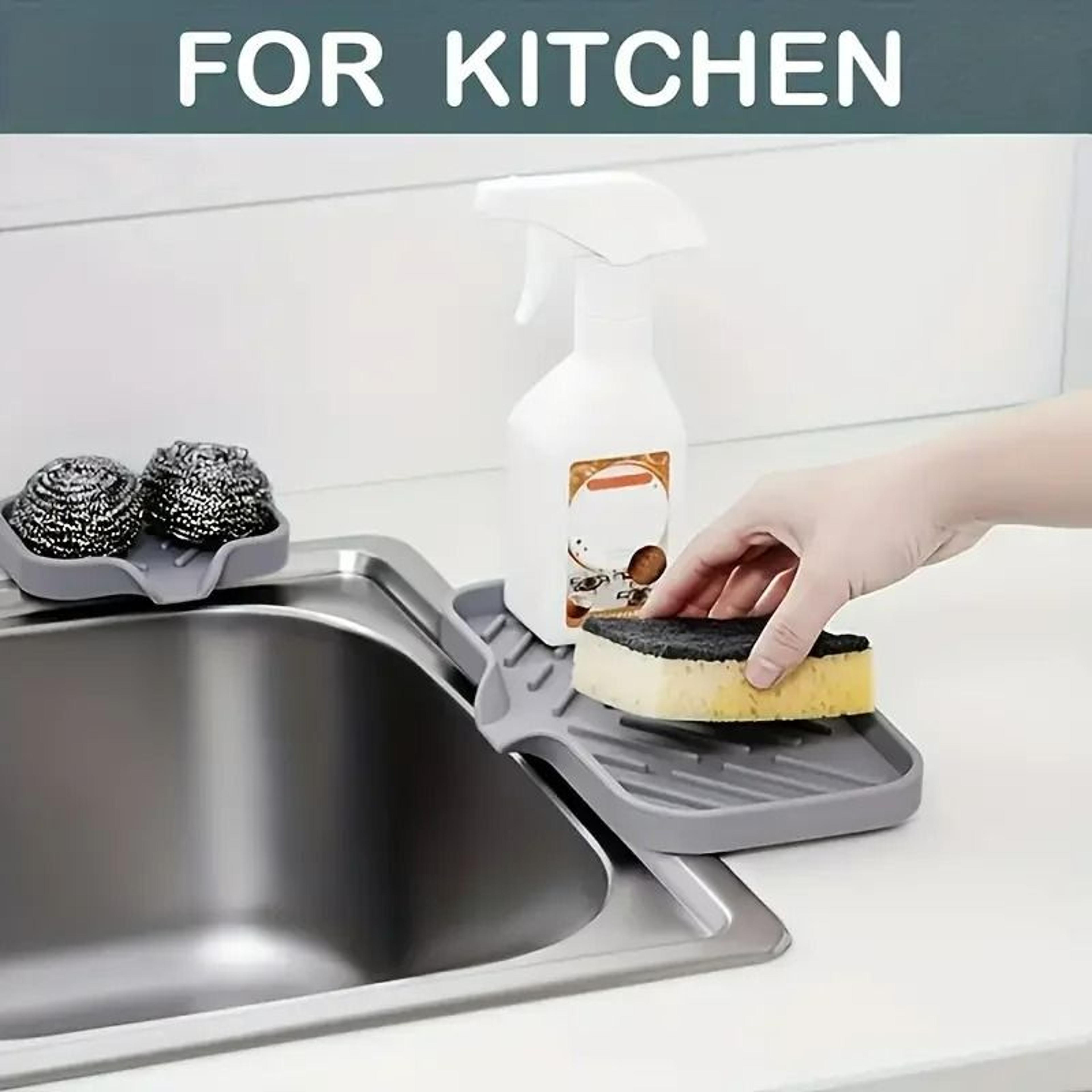 Silicone Kitchen Sink Organizer Tray And SelfDraining Sponge Mat 5