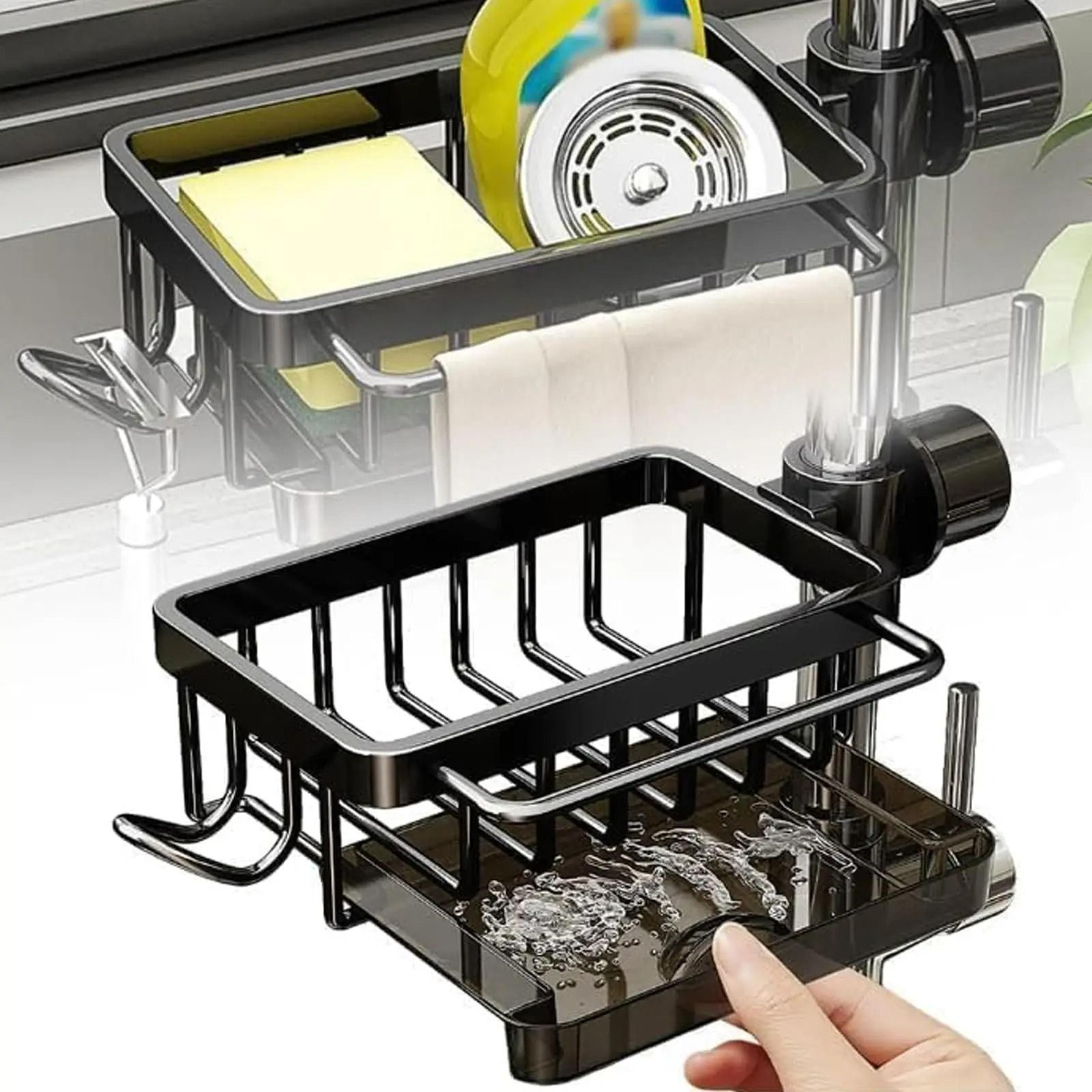 FaucetMounted Kitchen Sink Organizer And Rustproof Sponge Drain Rack 1