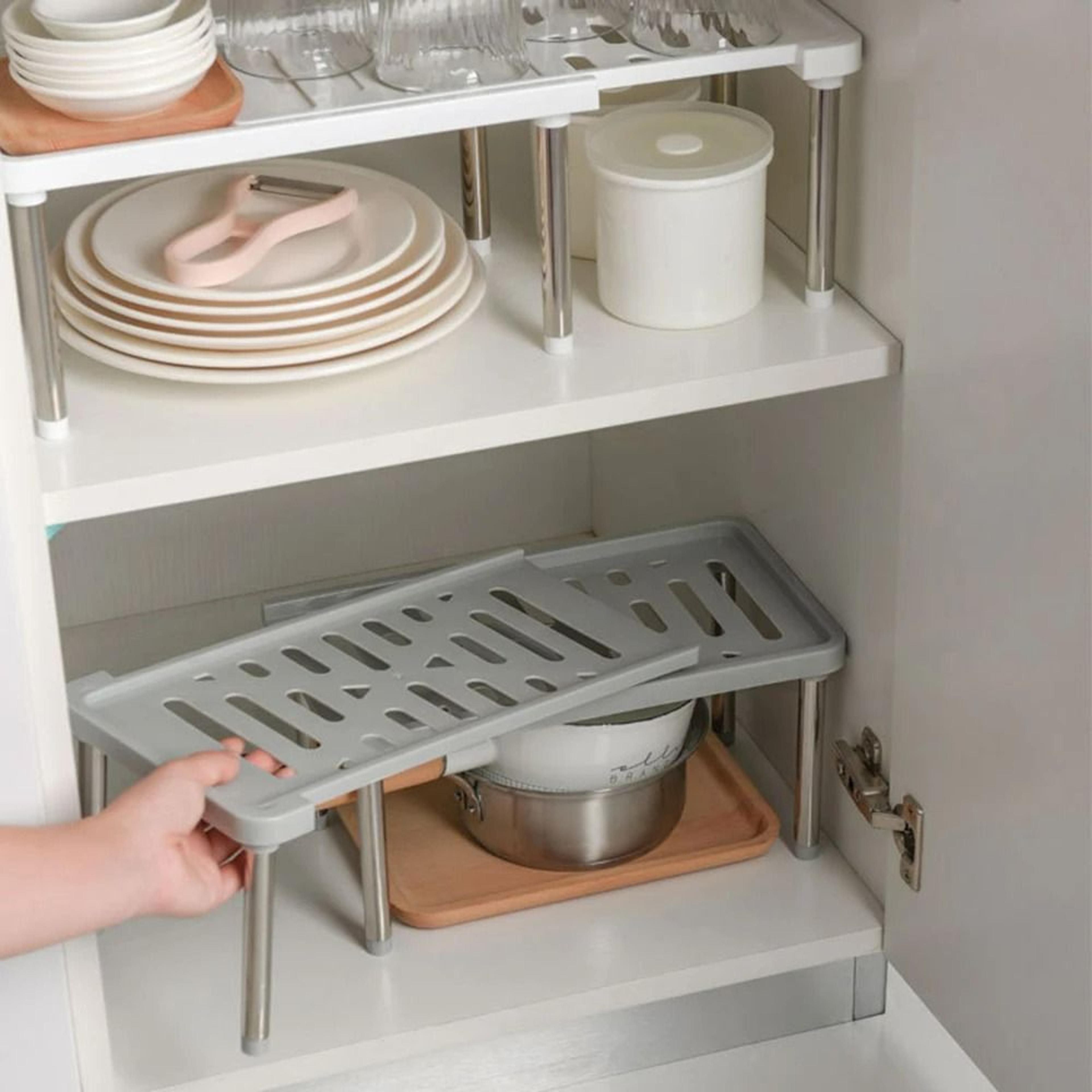 Expandable Cabinet Countertop Shelf And Retractable Kitchen Spice Organizer 0