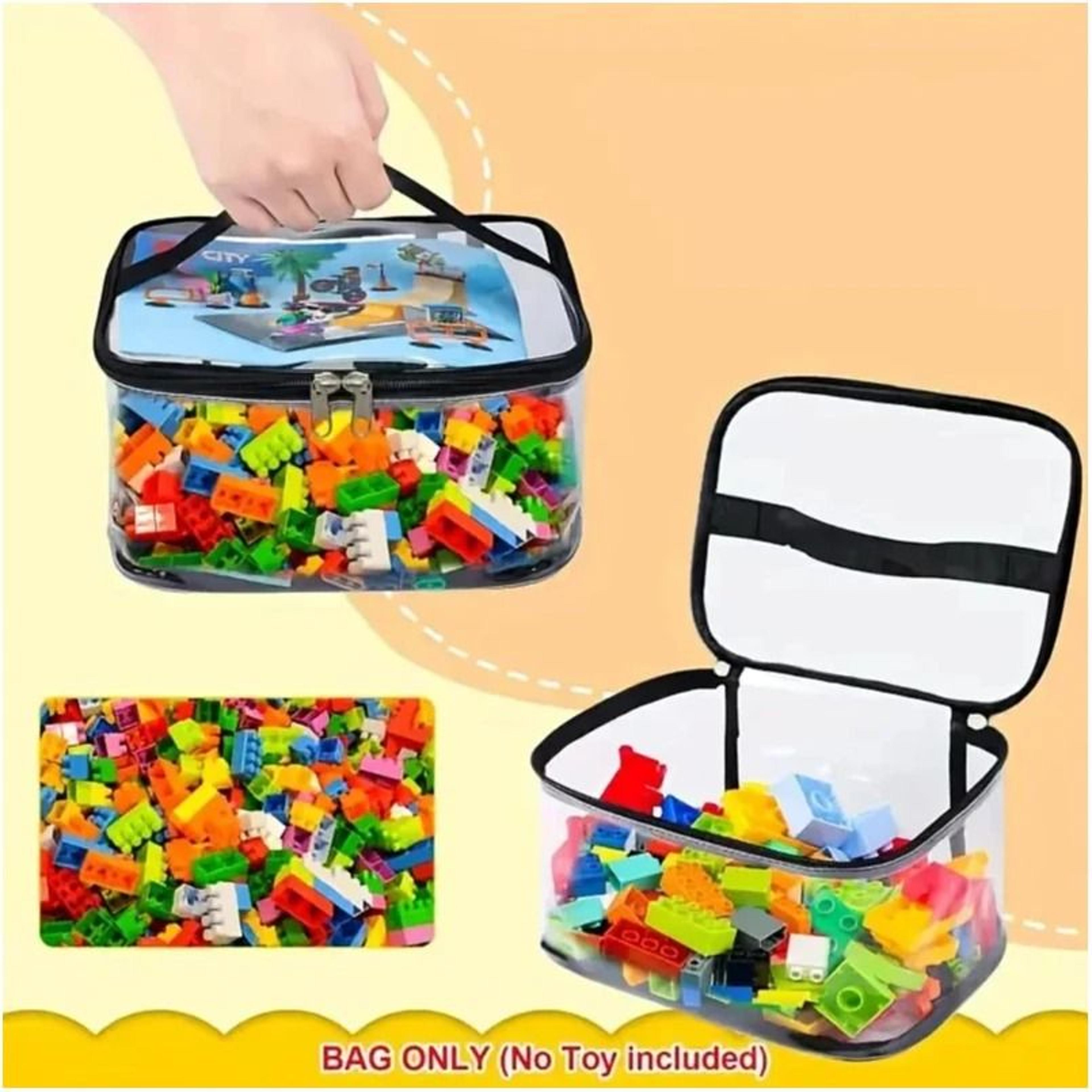 Transparent Mesh Zipper Toy Storage Bag  LargeCapacity Puzzle And Building Block Organizer Pouch 0
