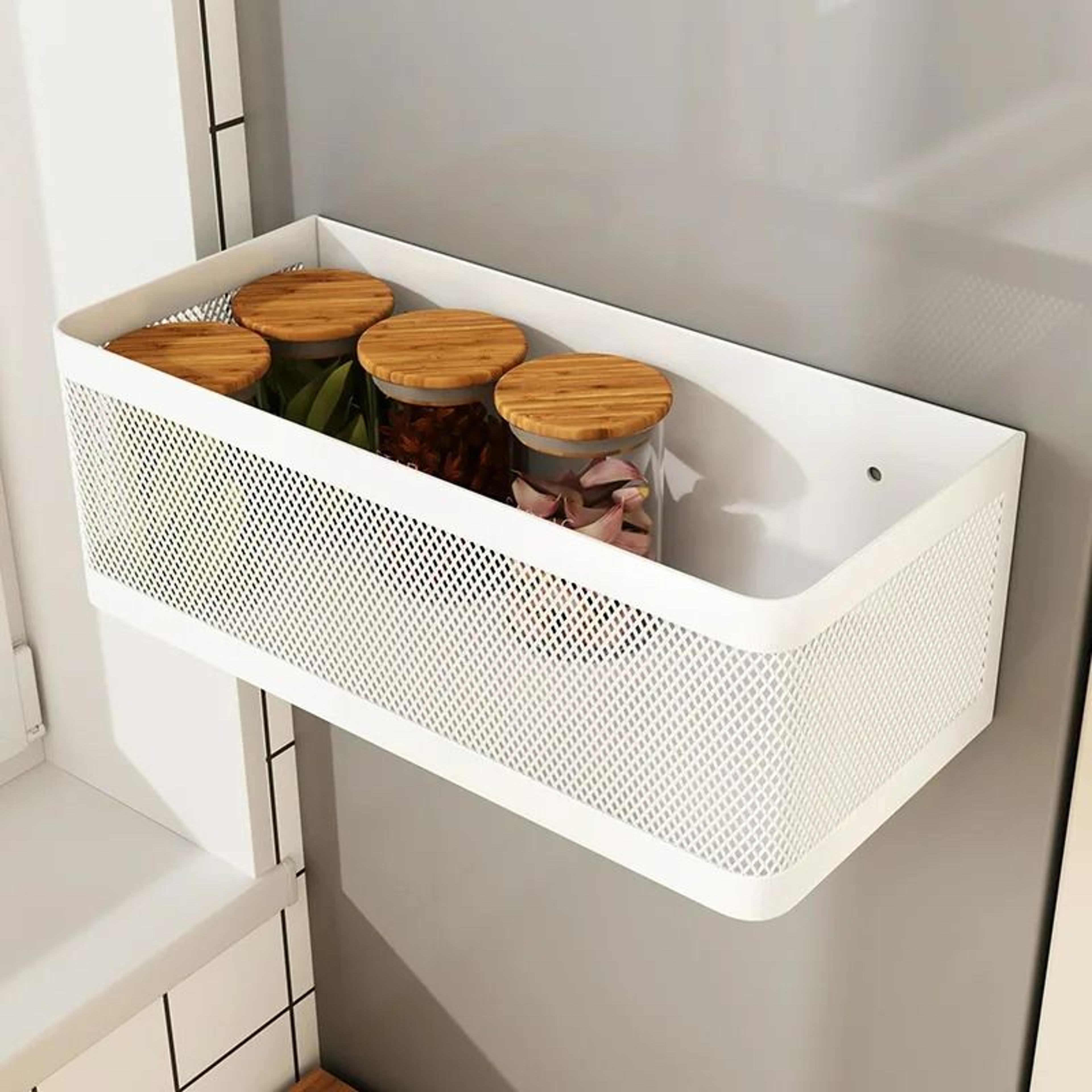 Magnetic Refrigerator Side Storage Rack  Iron SpaceSaving Side Hanging Basket Kitchen Organizer She 2