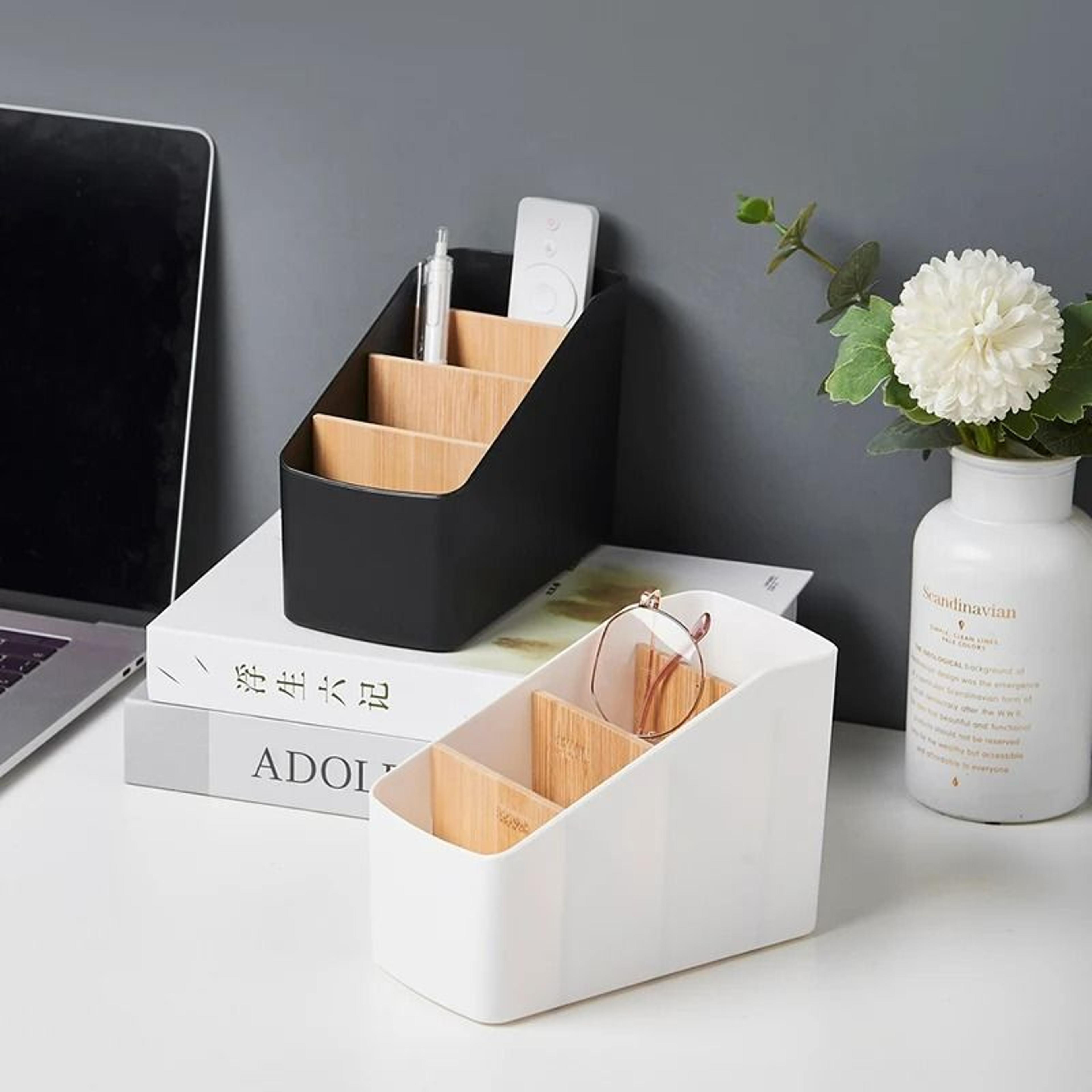 MultiFunctional Desktop Remote Control Holder  2Grid Tabletop Organizer Caddy For Makeup Brushes  O 4