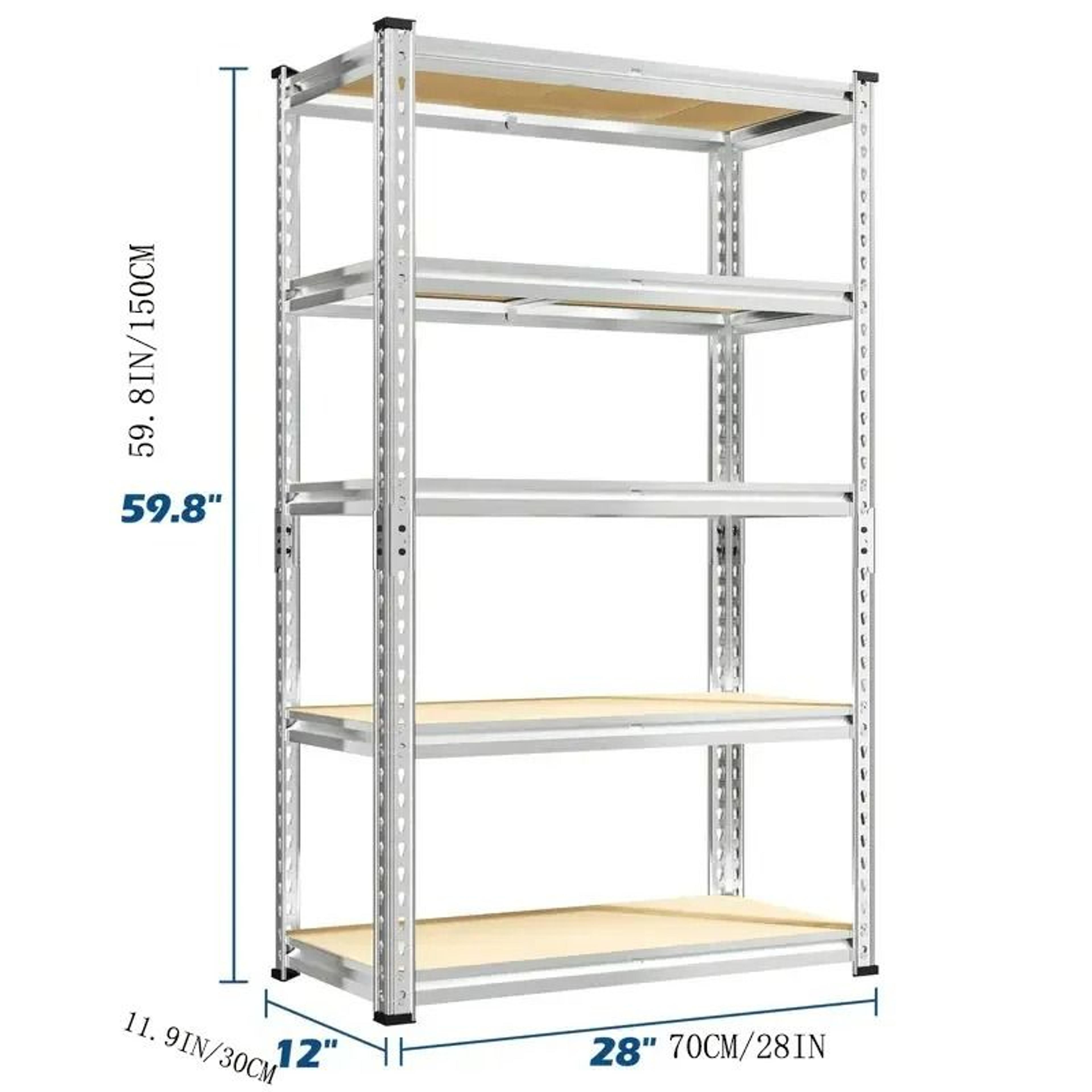 5Tier HeavyDuty Adjustable Metal Shelving Unit  MultiPurpose Garage Kitchen And Bedroom Storage Rac 6