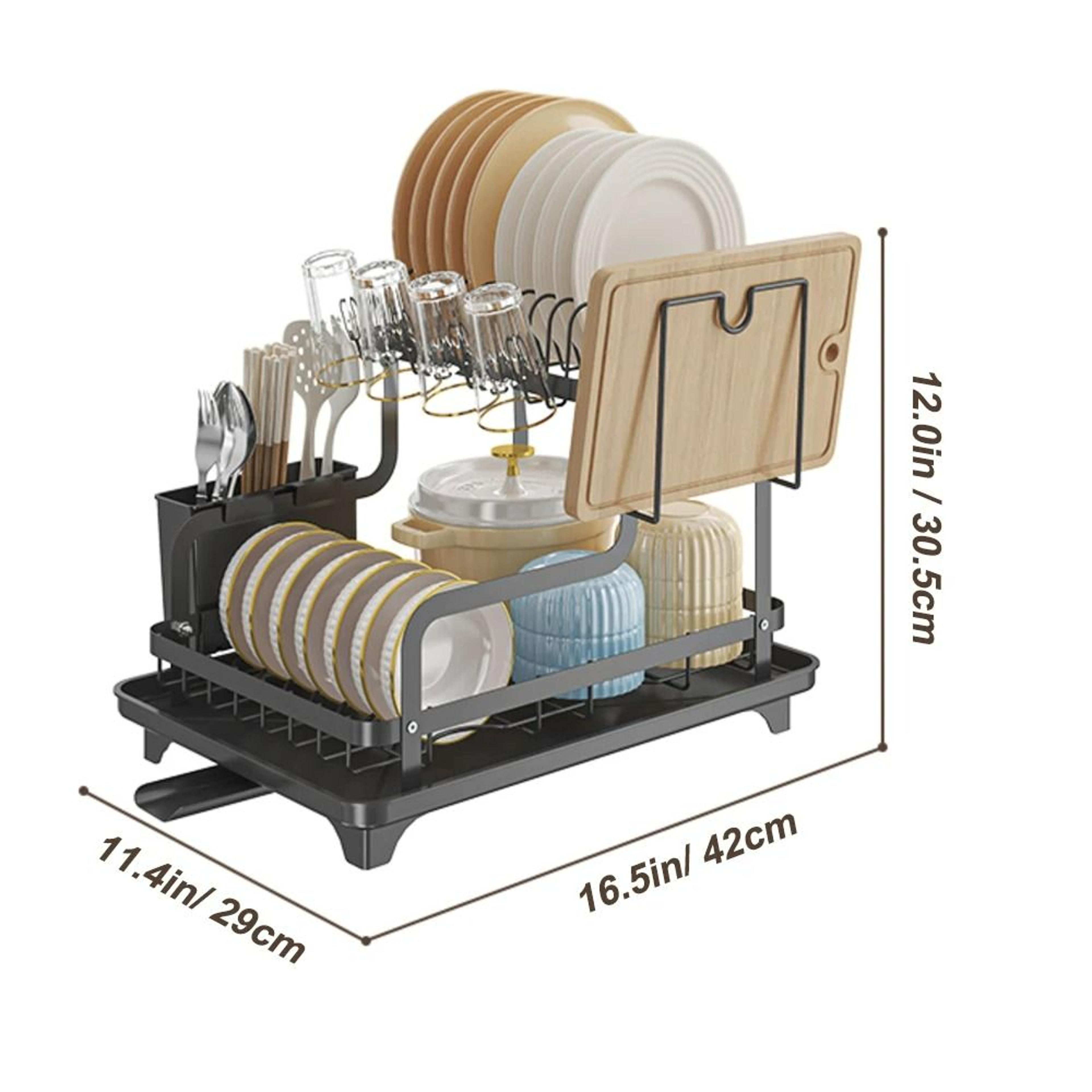 2Tier OverSink Dish Drying Rack With AutoDrainboard 2