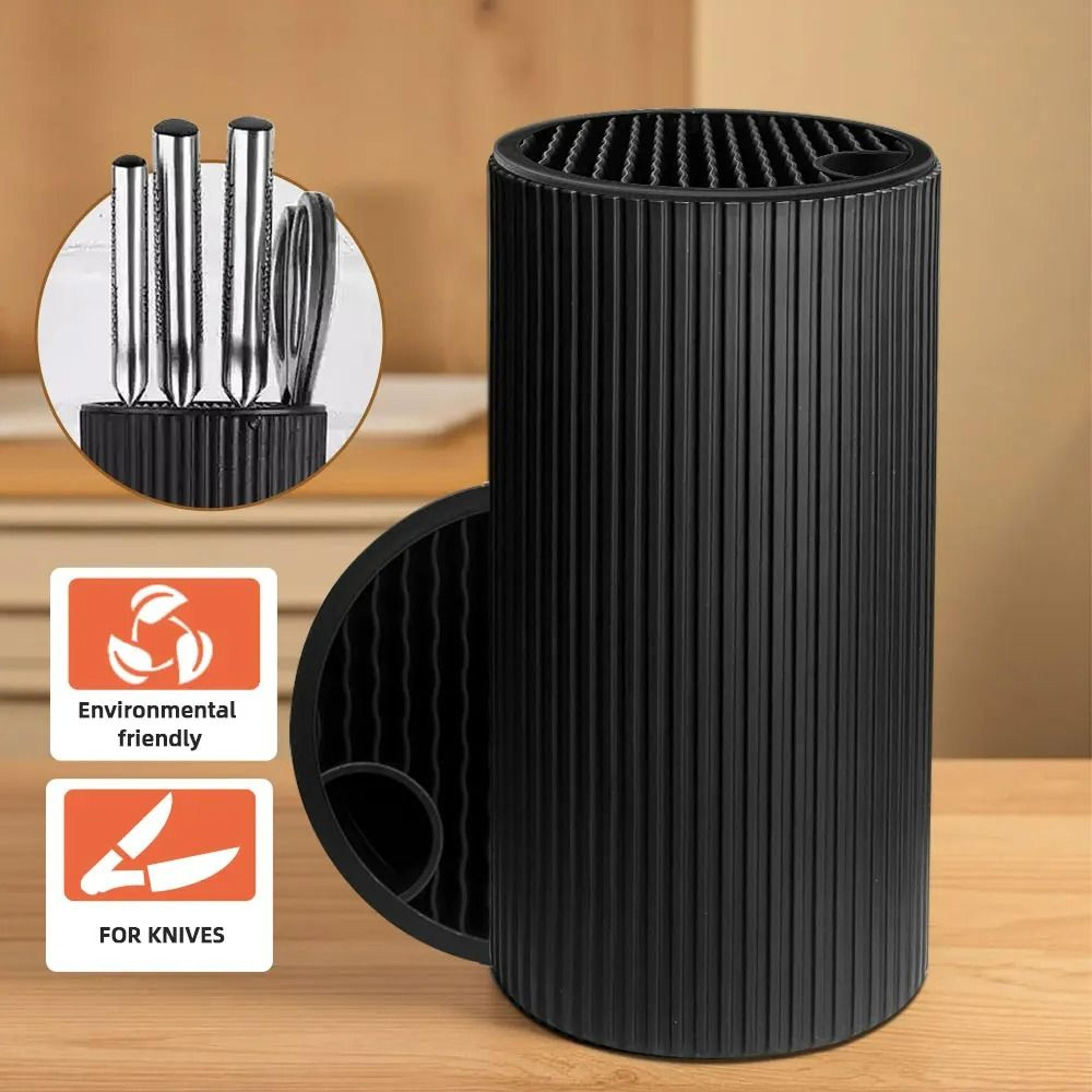 8.8-inch universal kitchen knife stand - non-slot inserted cutting tool storage bucket for chef, steel & ceramic blades