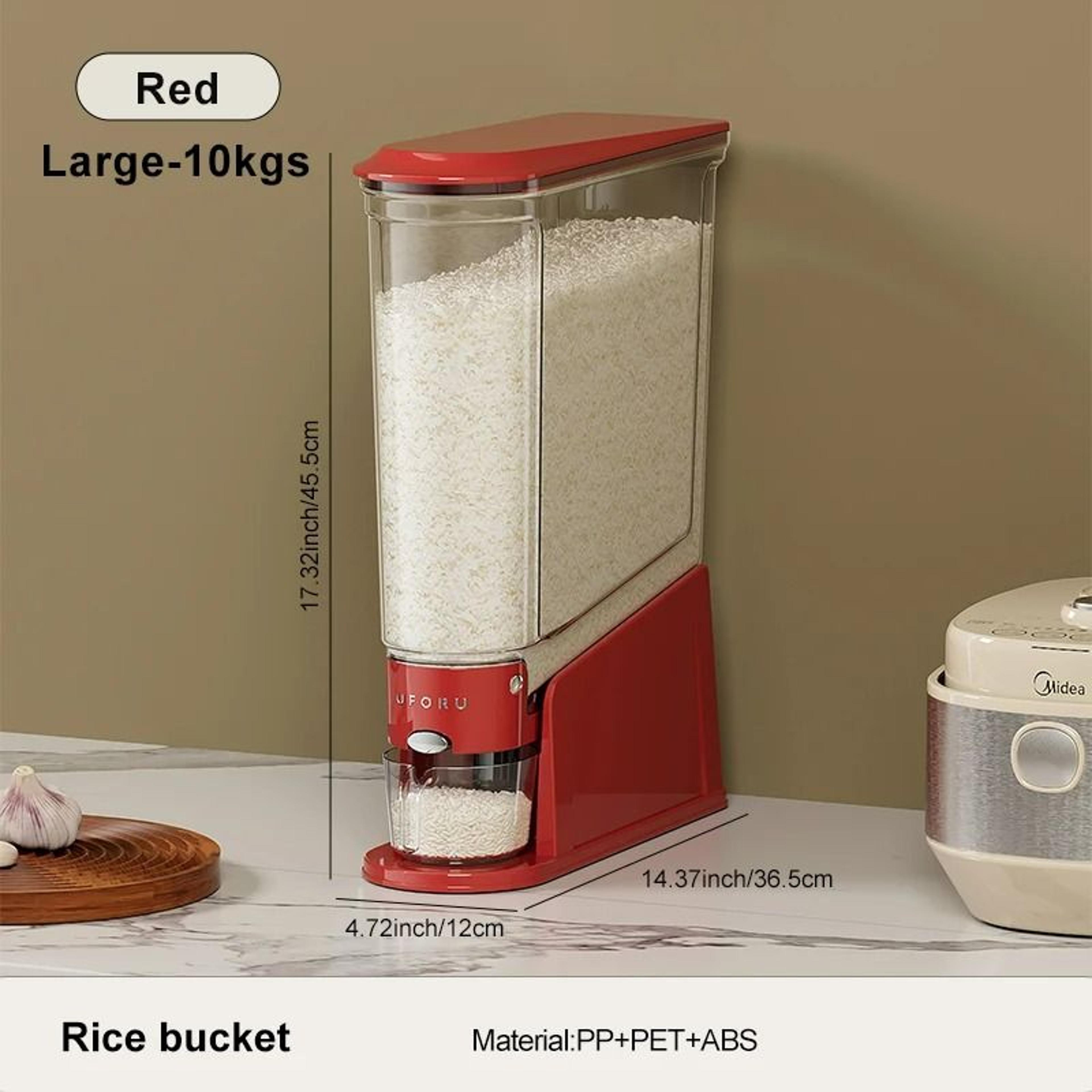 Sealed Rice Bucket Dispenser With Measuring Cup 11