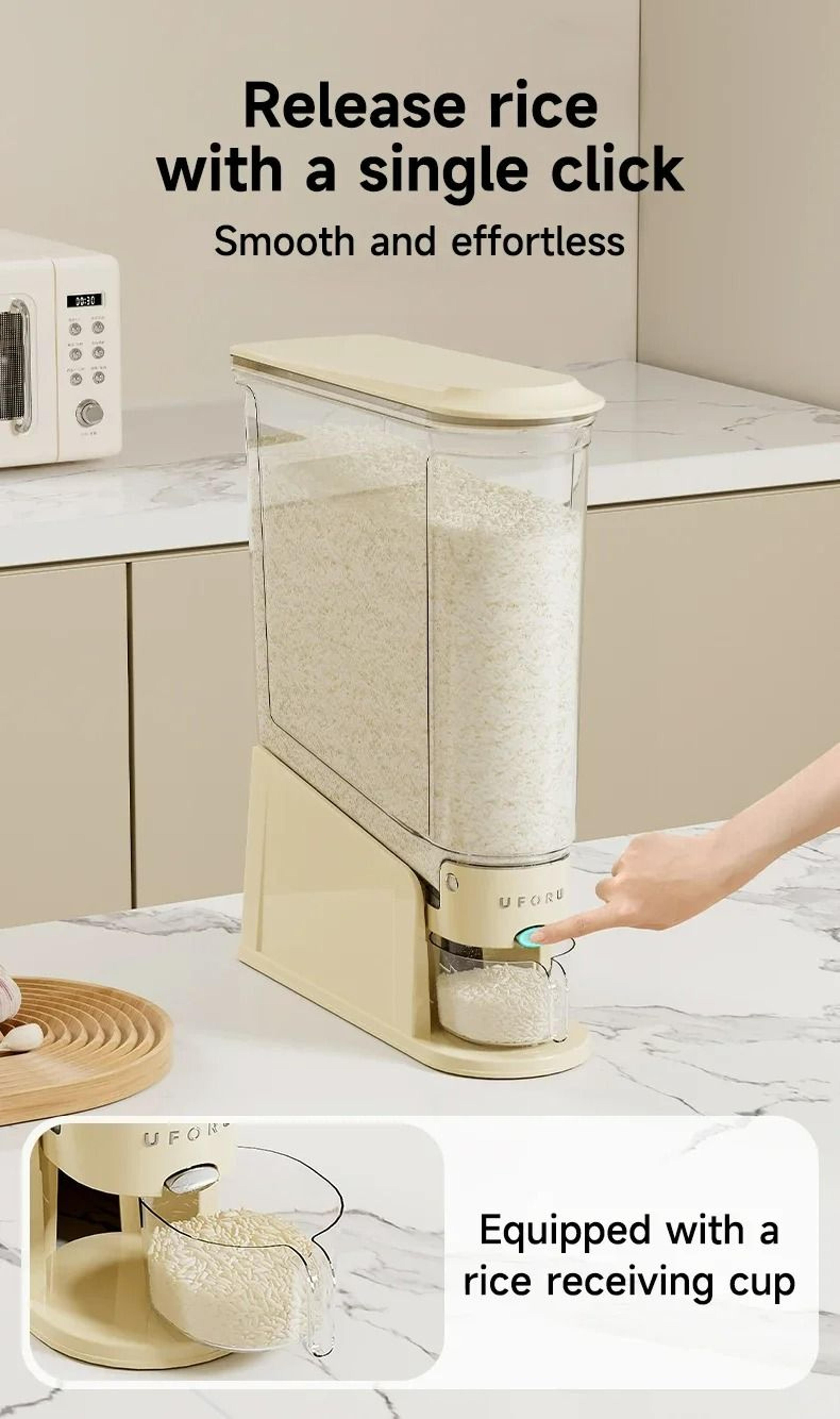Sealed Rice Bucket Dispenser With Measuring Cup 4