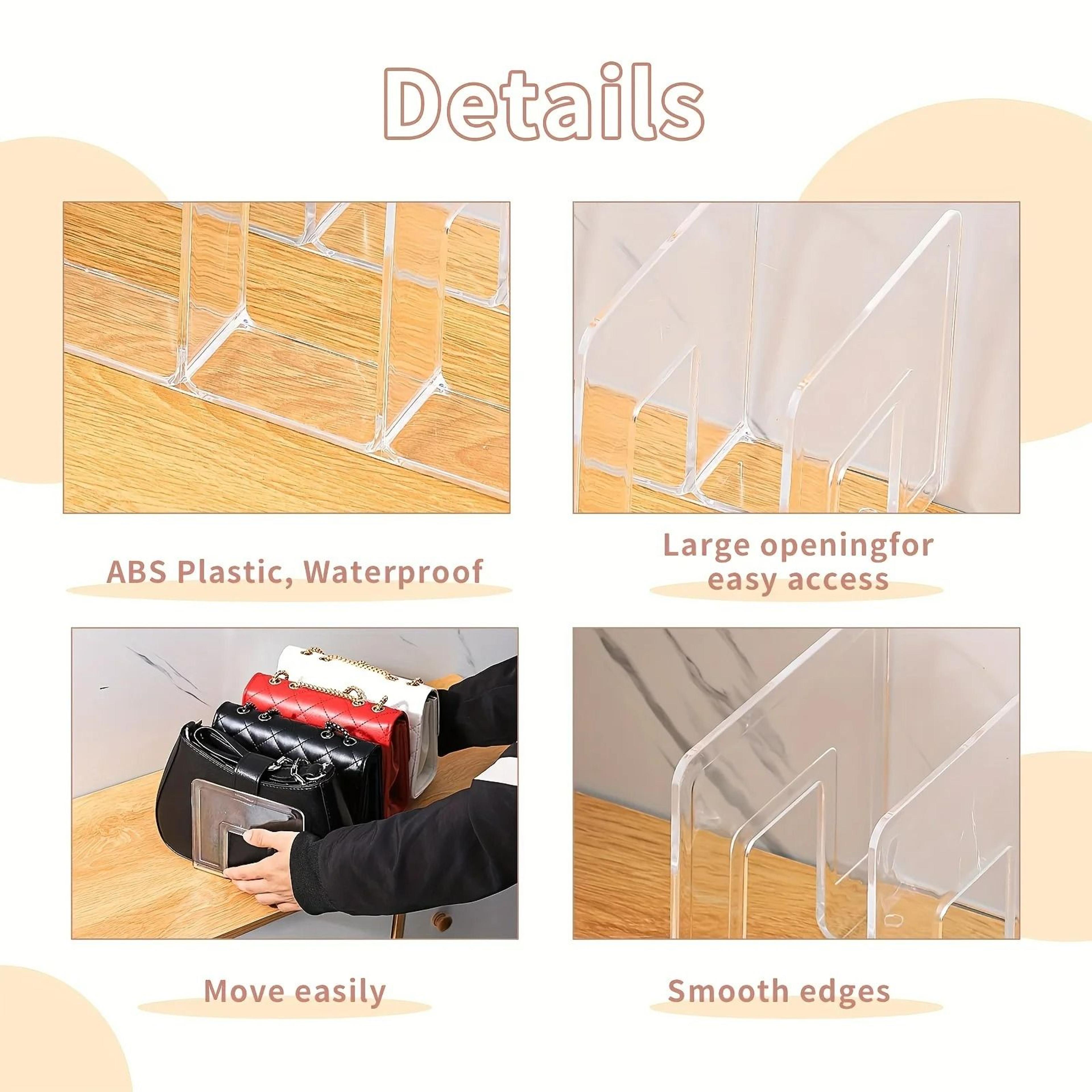 4Section Clear Plastic Purse  Handbag Storage Divider 2Piece Set 5