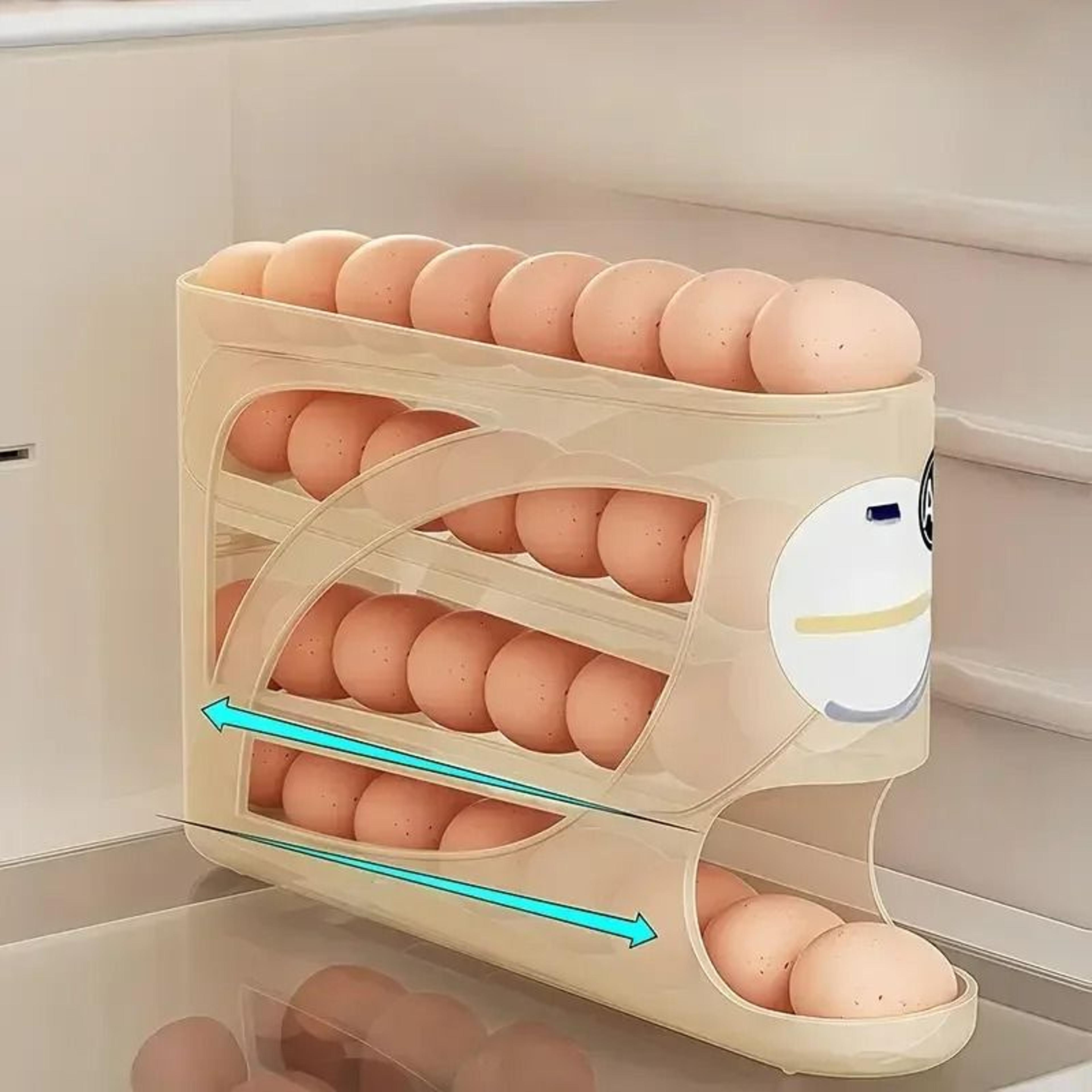 4Layer LargeCapacity AutoRolling Egg Storage Rack For Refrigerator Door 4
