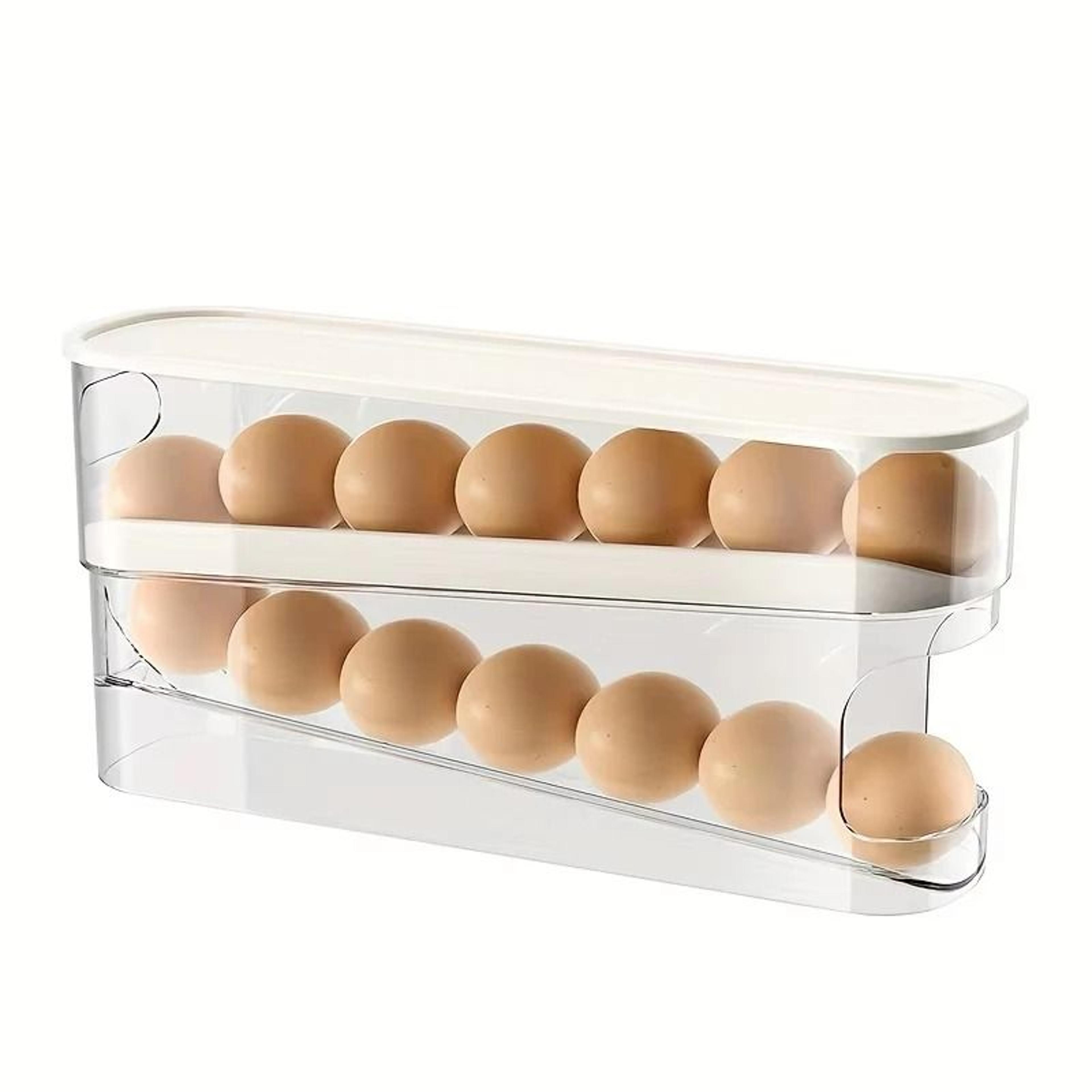 Bilayer Rolling Refrigerator Egg Storage Box And Automatic Dispenser Rack 7