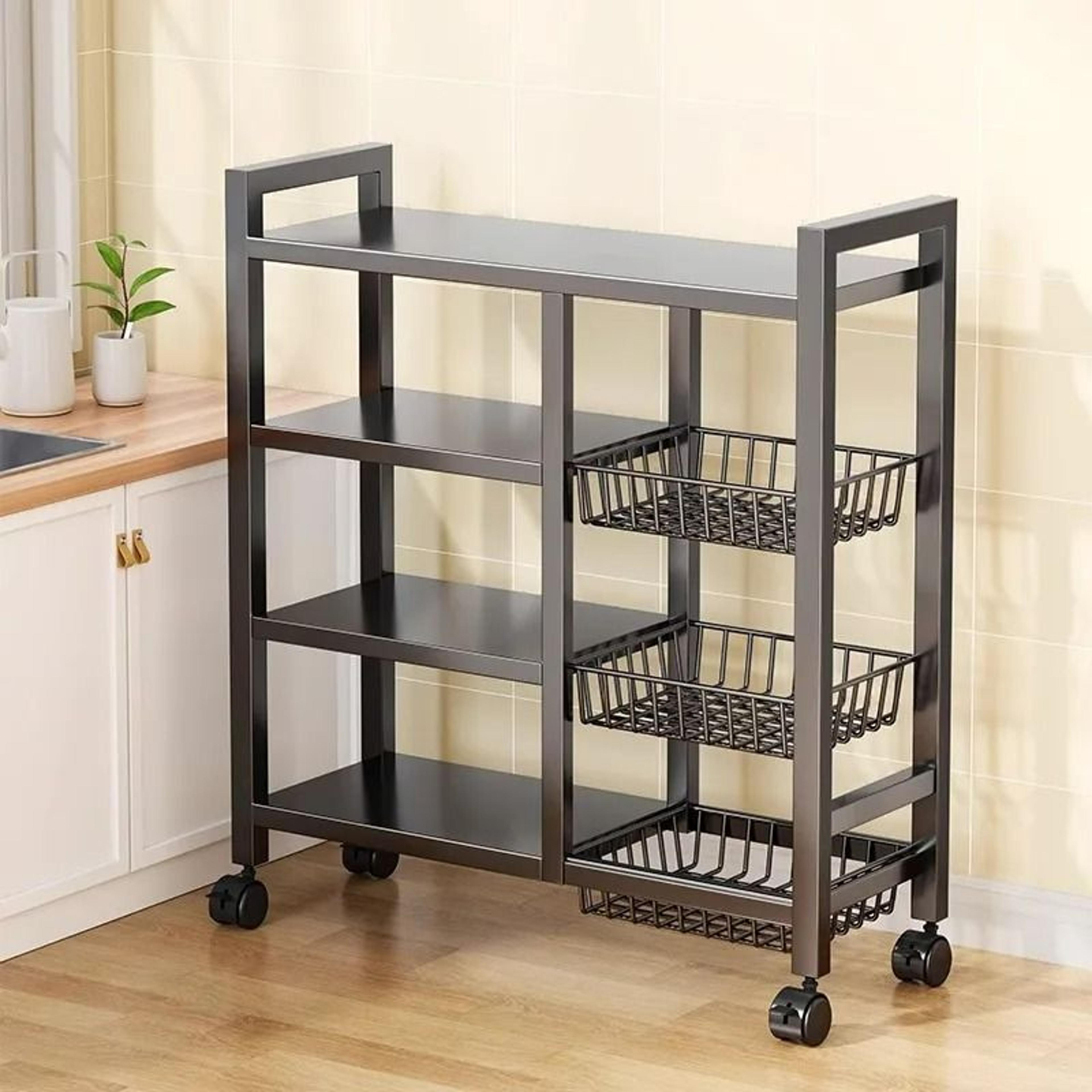 MultiLayer Removable Metal Cabinet Storage Rack And Rolling Fruit Vegetable Basket 3