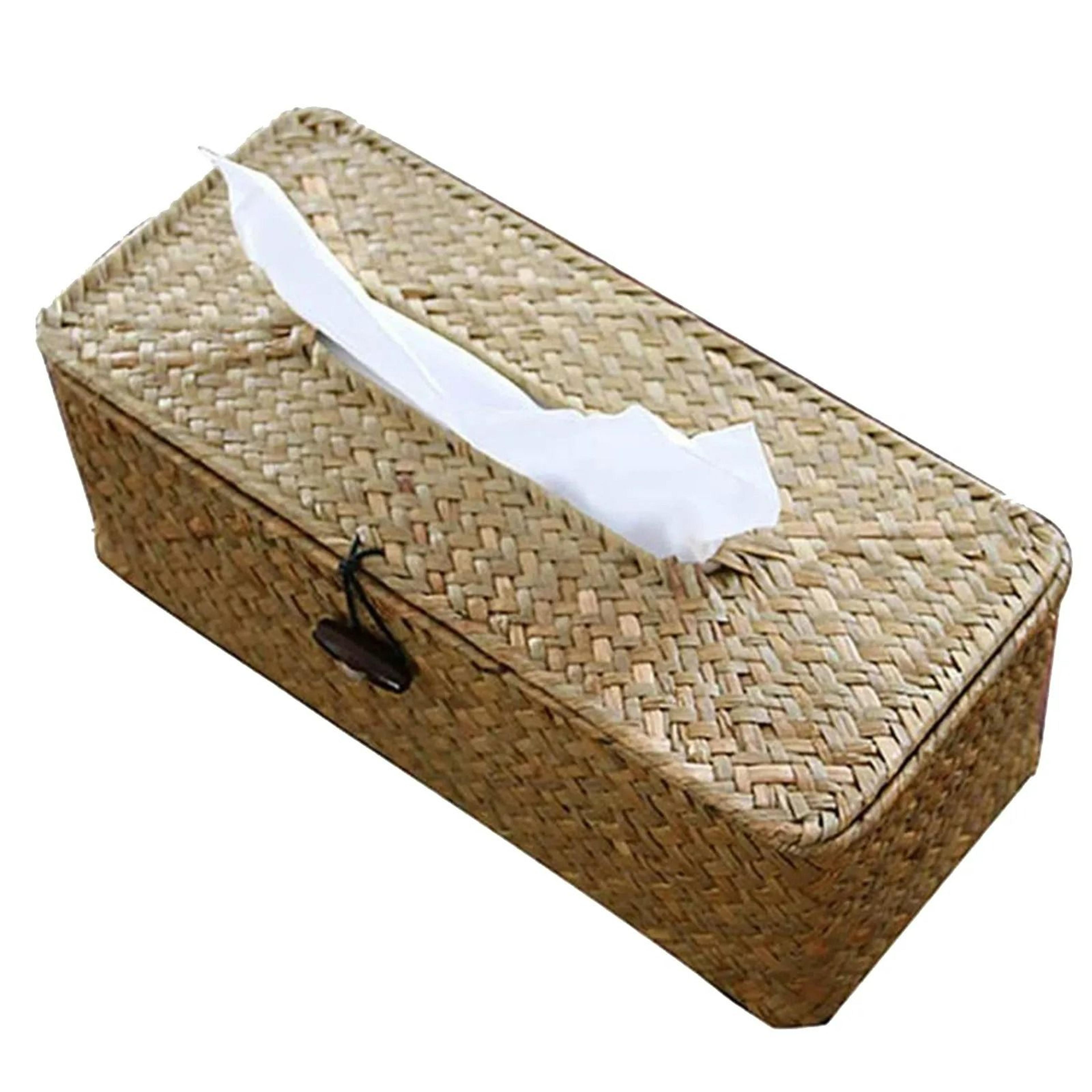 Handwoven Rattan Tissue Box Cover And Decorative Desktop Dispenser 1