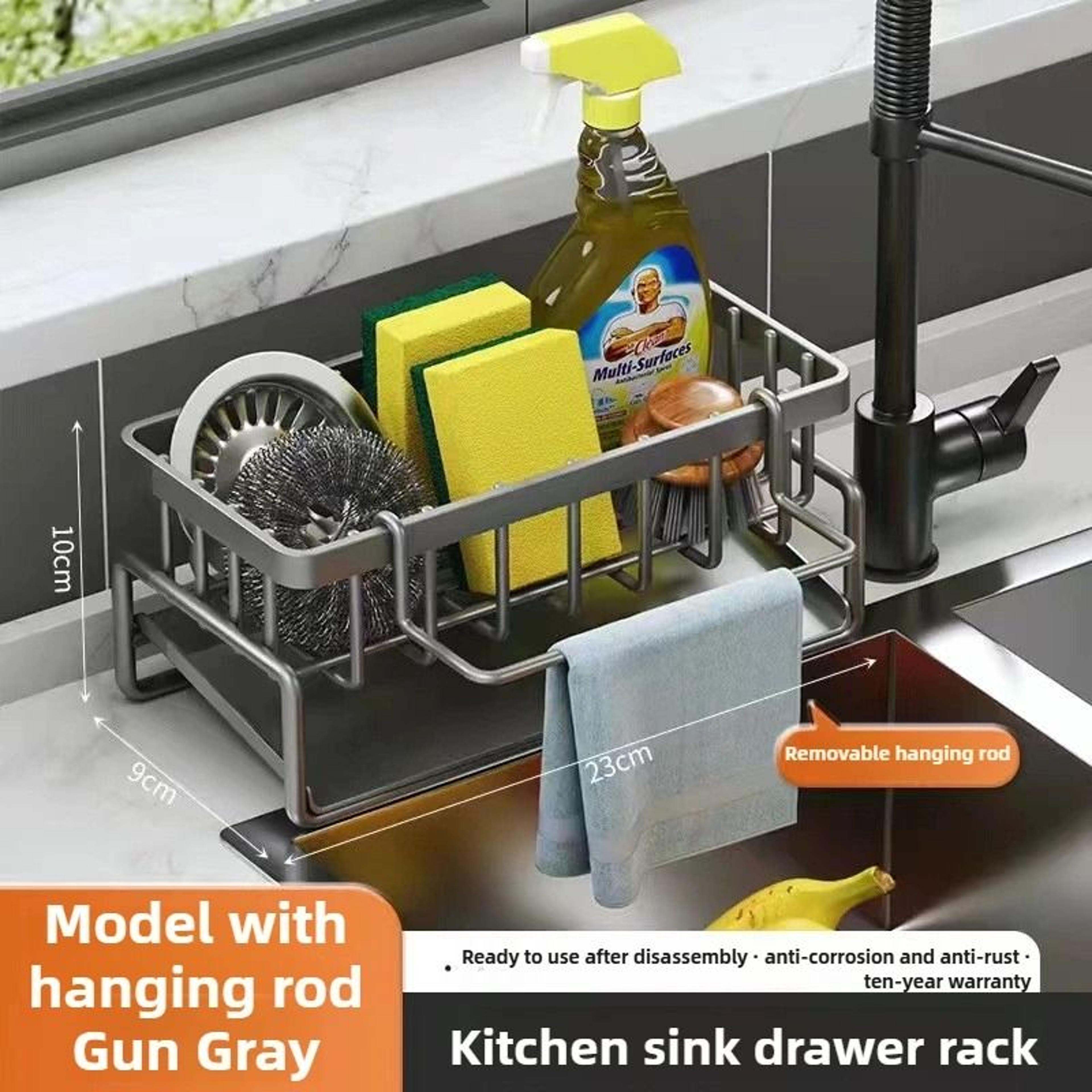 Kitchen Countertop Sponge Drain Rack And Multifunctional Dish Cloth Storage Organizer 11