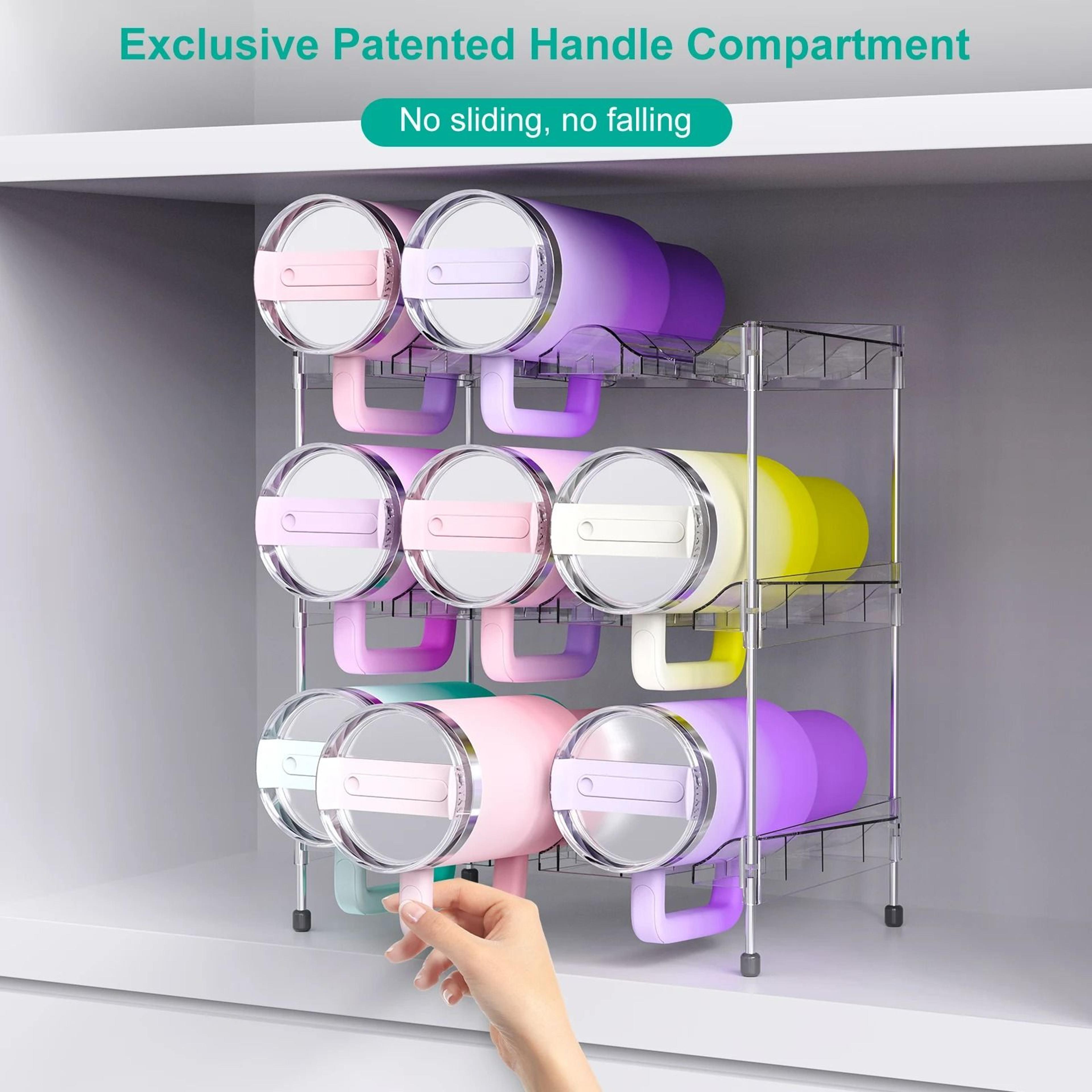 Stackable Clear Water Bottle Organizer And Modular Tumbler Storage Rack 1