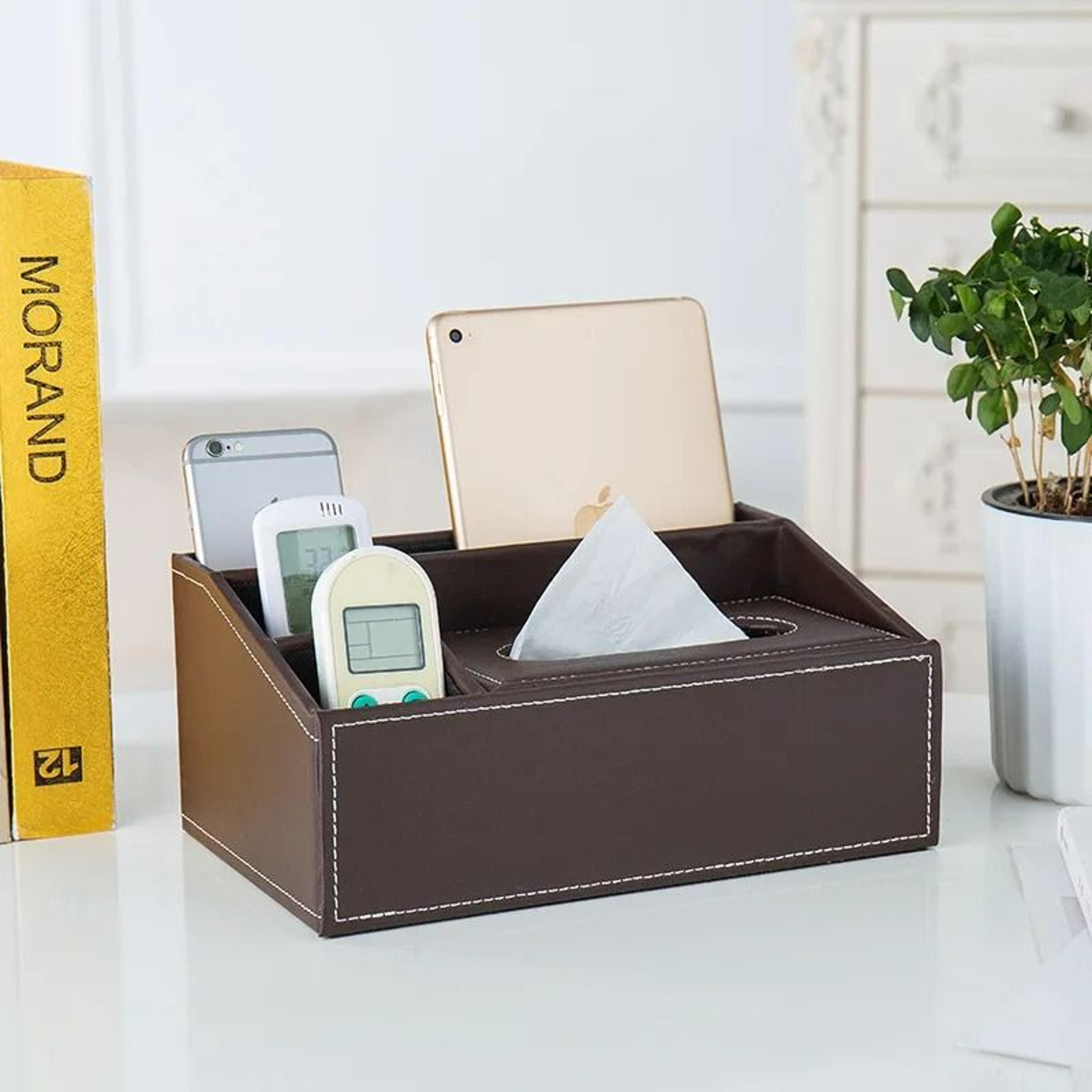 Multifunctional Tissue Box With BuiltIn Stationery And Remote Control Organizer 12