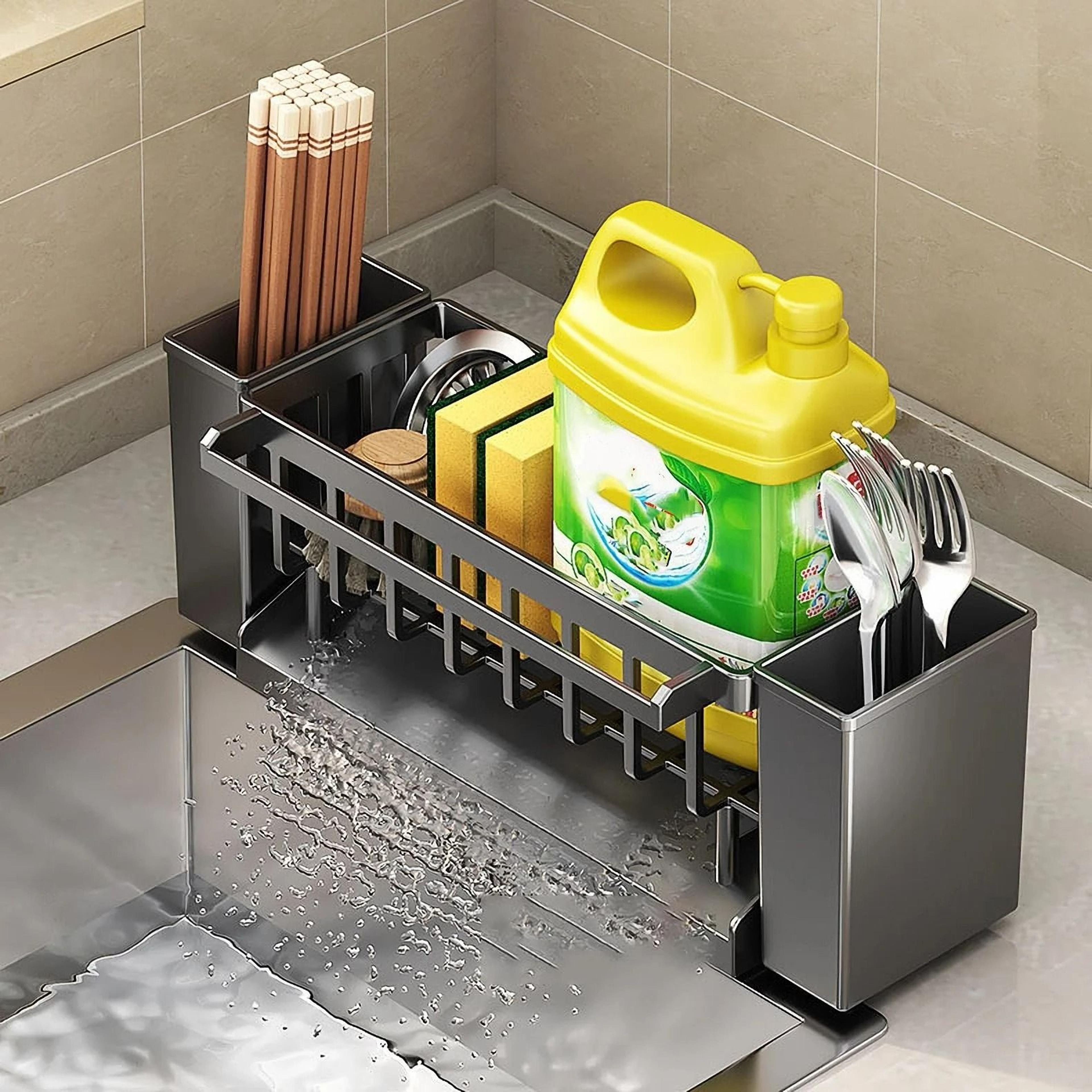FaucetMounted Kitchen Sink Organizer And MultiPurpose Sponge And Brush Rack 4