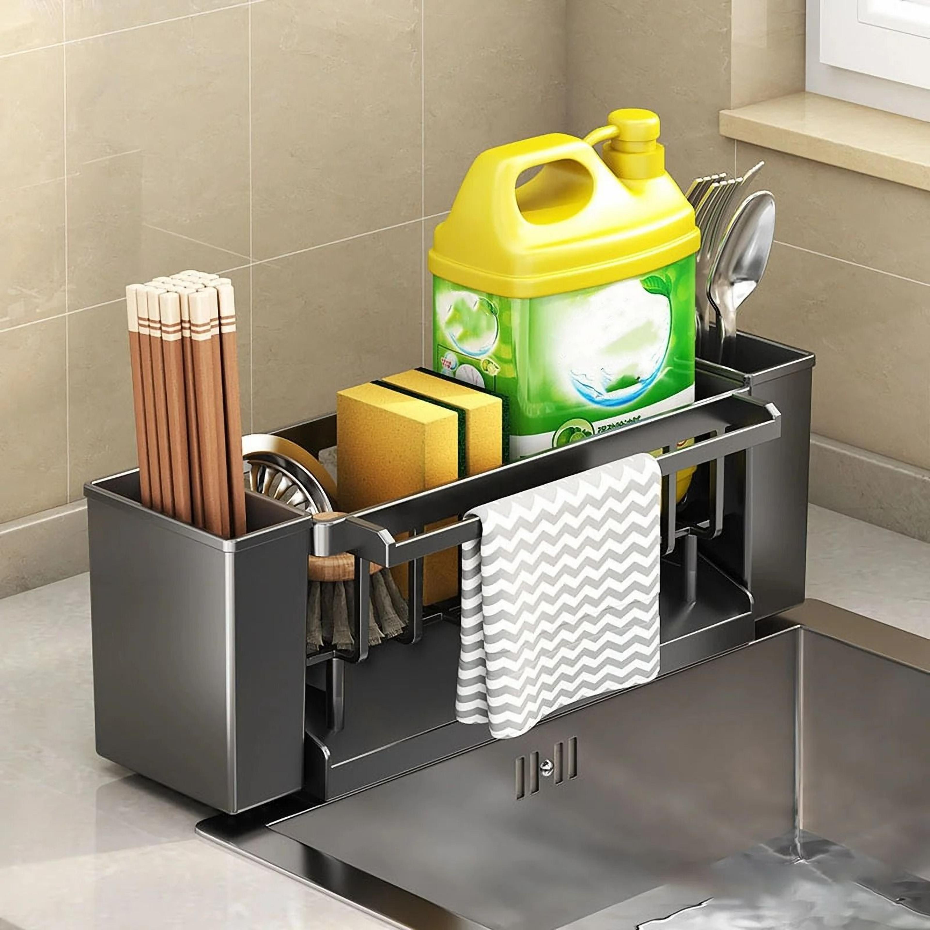 FaucetMounted Kitchen Sink Organizer And MultiPurpose Sponge And Brush Rack 5