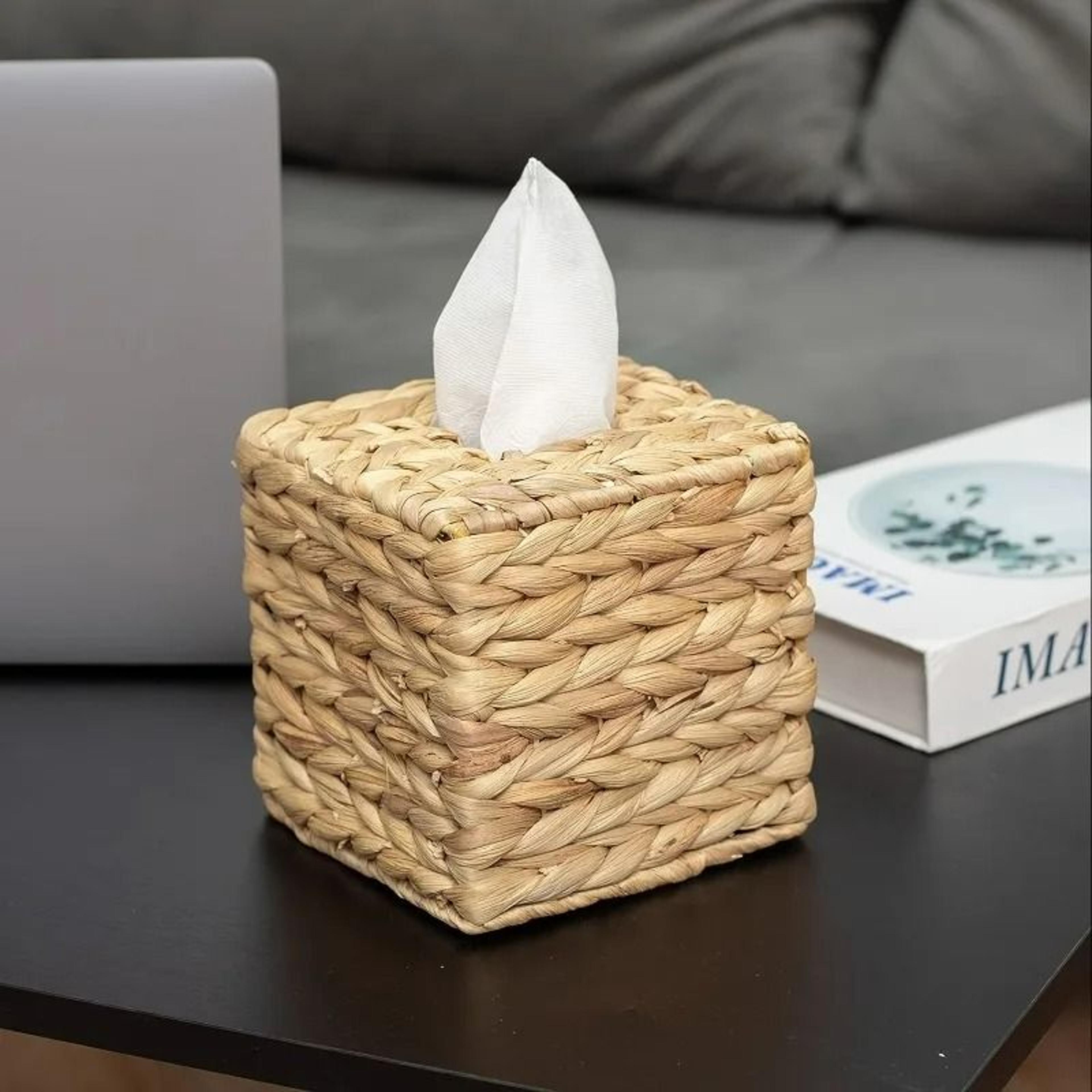 Woven Square Tissue Box Stand And Decorative Cubic Facial Tissue Cover 1