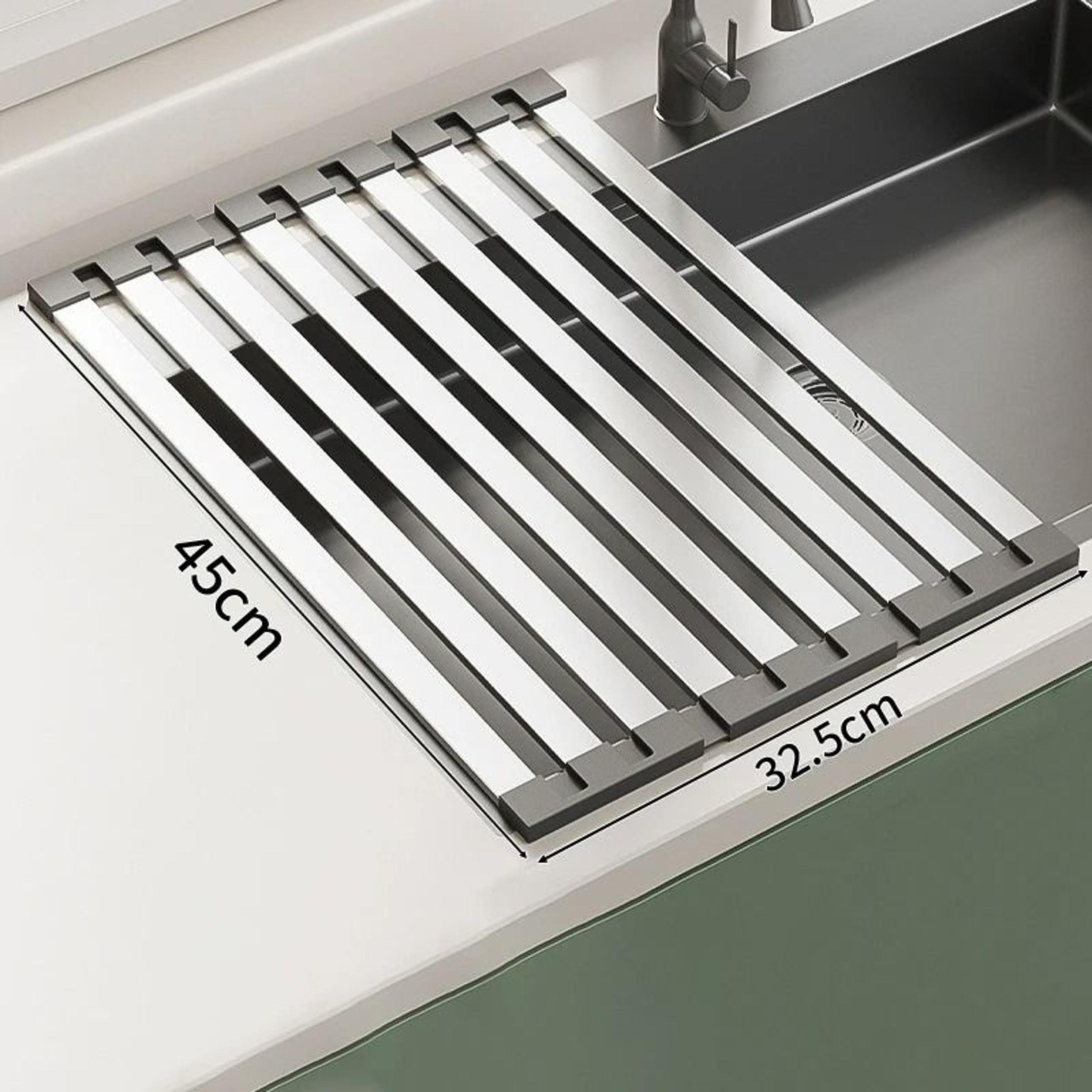 304 Stainless Steel Foldable OvertheSink Dish Drying Rack And SpaceSaving Rolling Mat 8