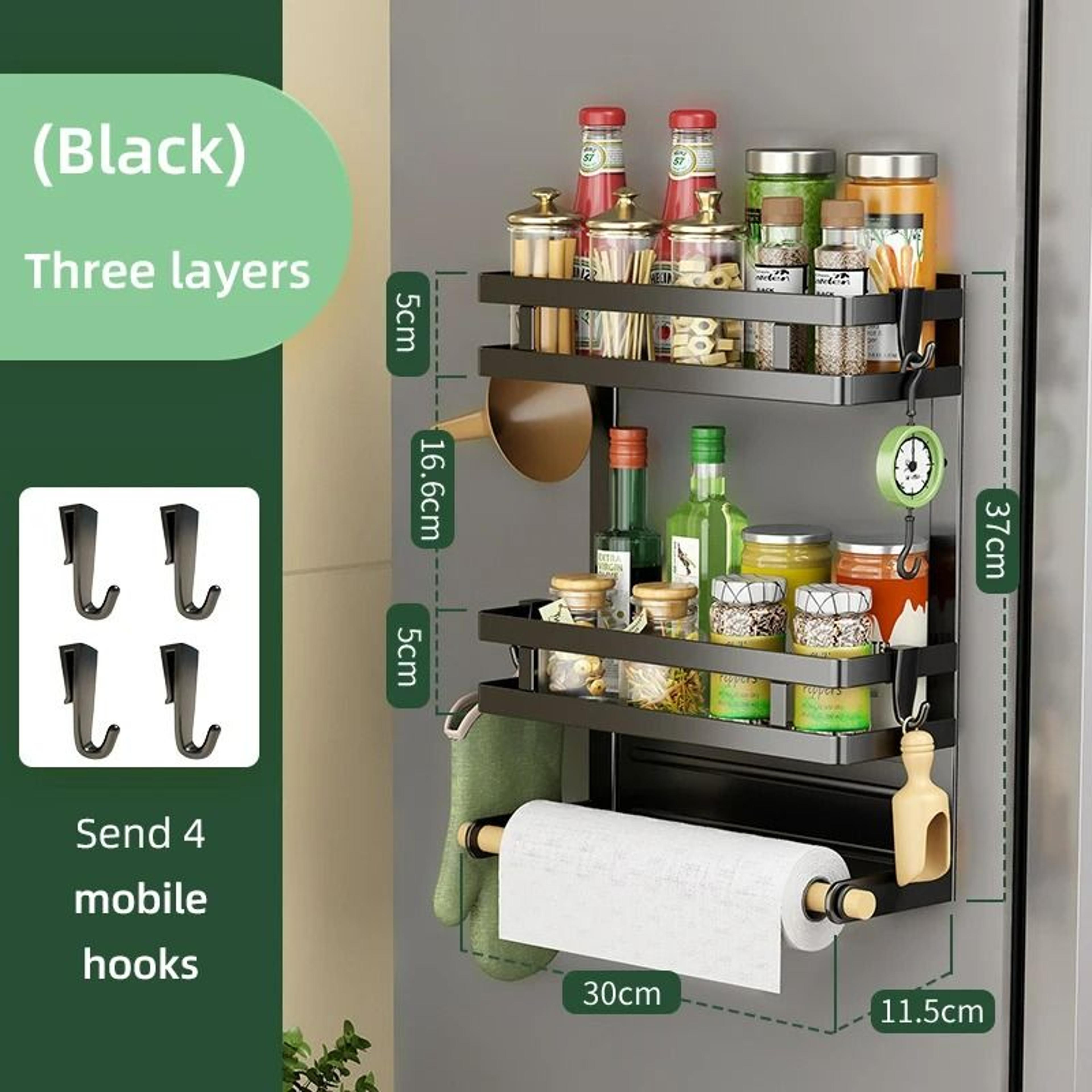 MultiTier Magnetic Refrigerator Storage Organizer And SideMount Kitchen Spice Rack 10