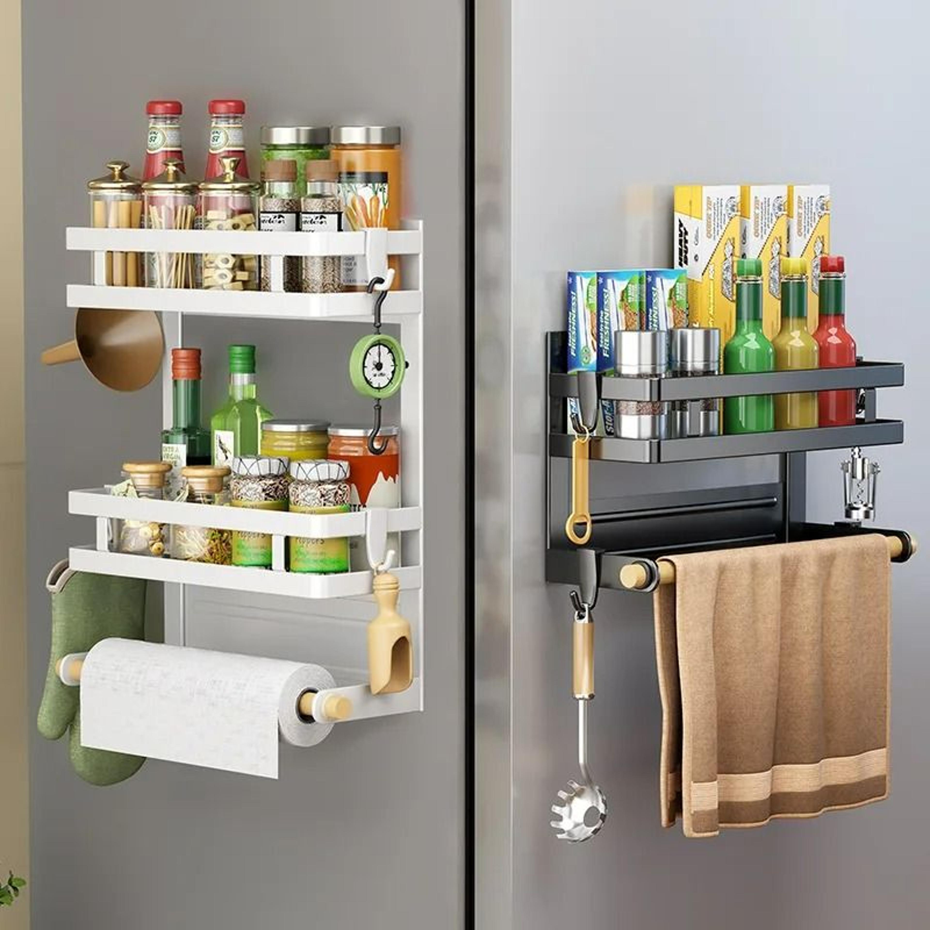 MultiTier Magnetic Refrigerator Storage Organizer And SideMount Kitchen Spice Rack 1