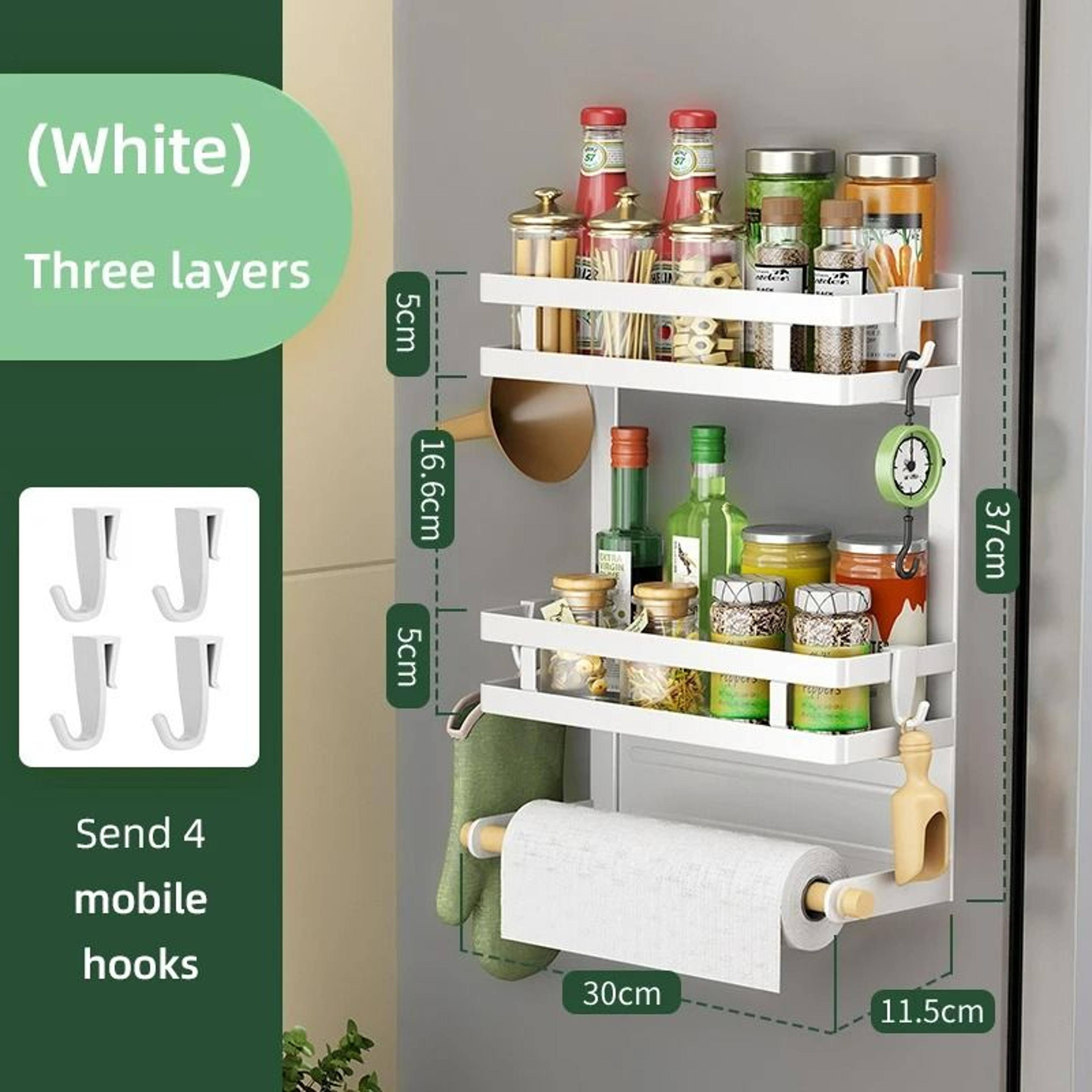 MultiTier Magnetic Refrigerator Storage Organizer And SideMount Kitchen Spice Rack 8