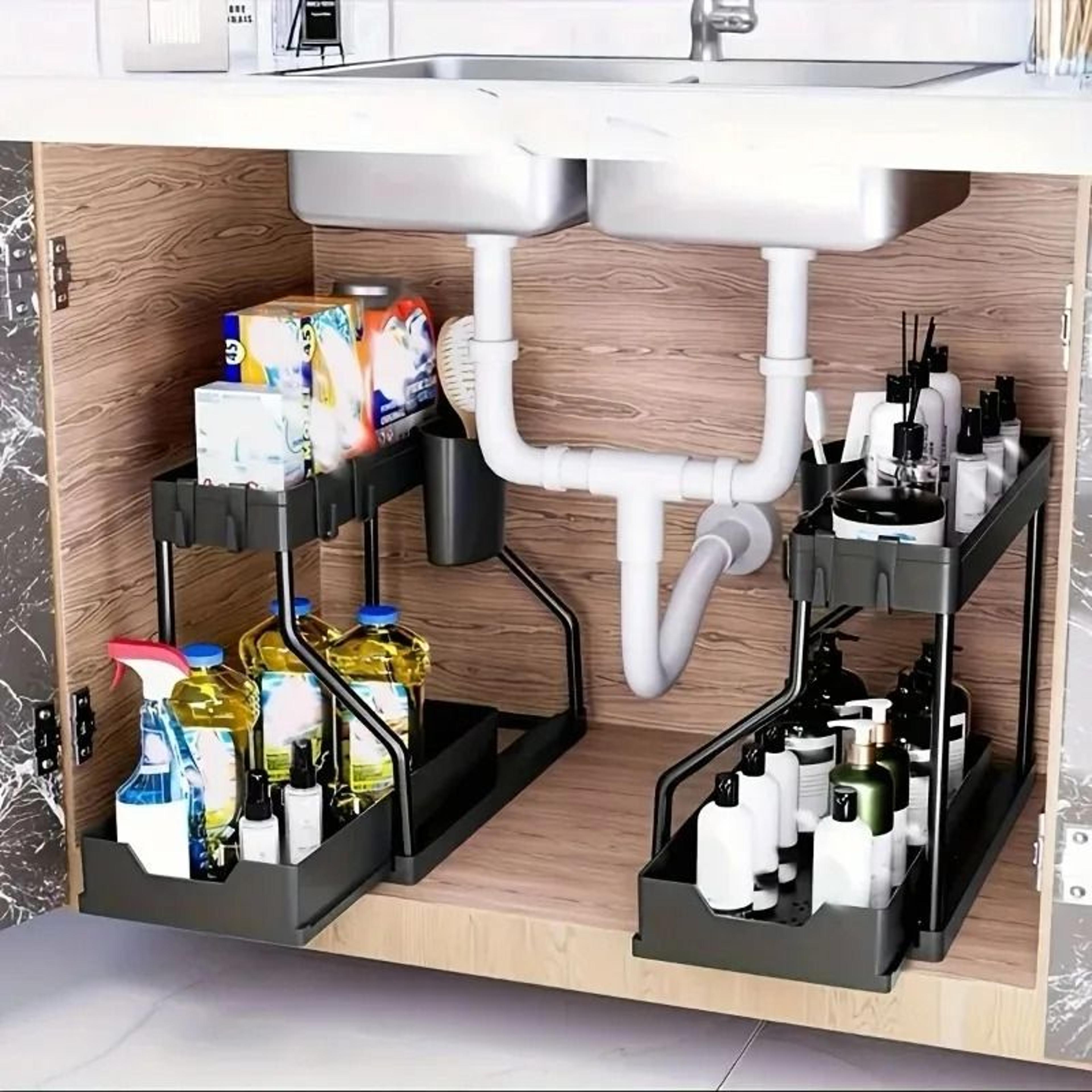 DoubleTier SlideOut Cabinet Organizer And UnderSink Kitchen Storage Rack 2