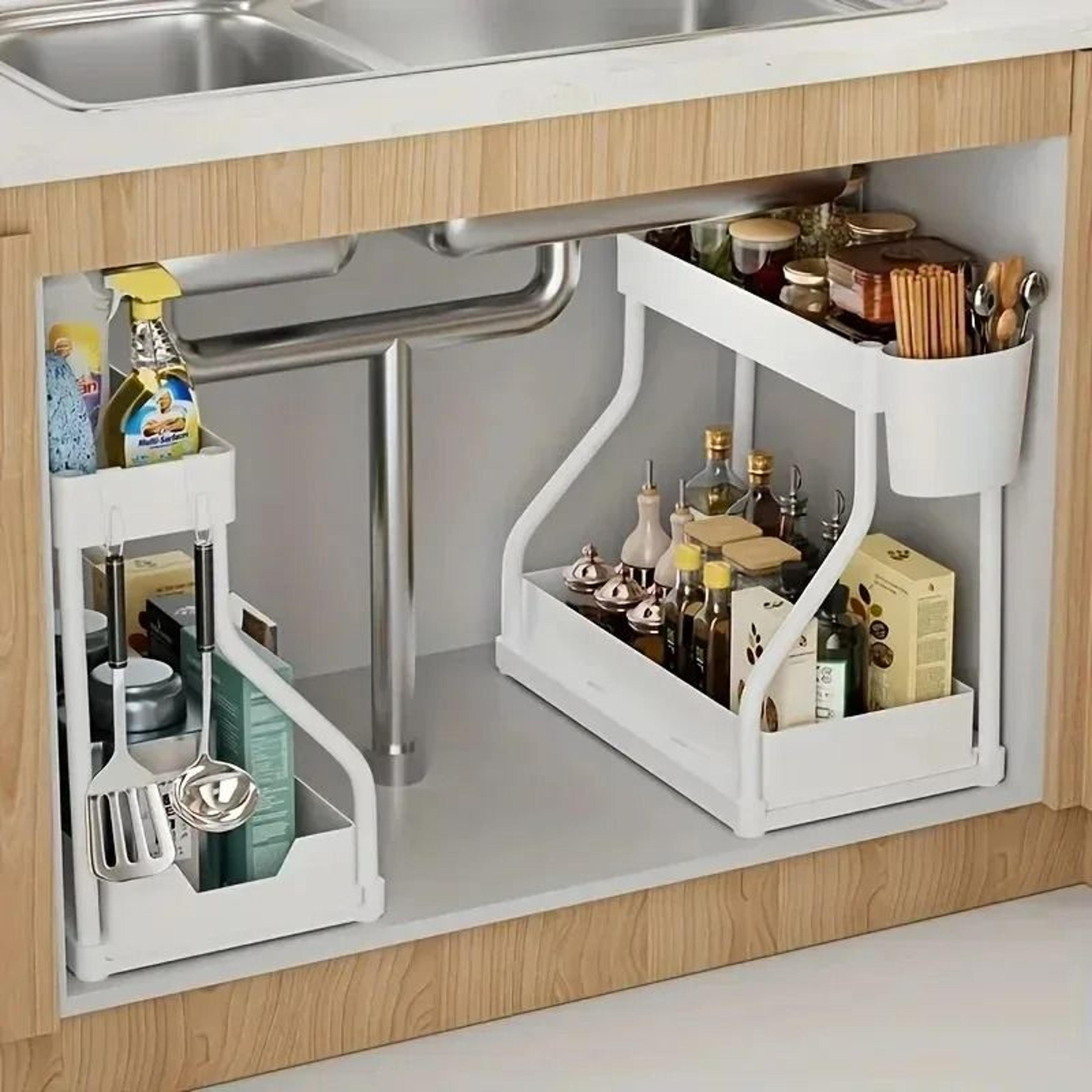 DoubleTier SlideOut Cabinet Organizer And UnderSink Kitchen Storage Rack 4