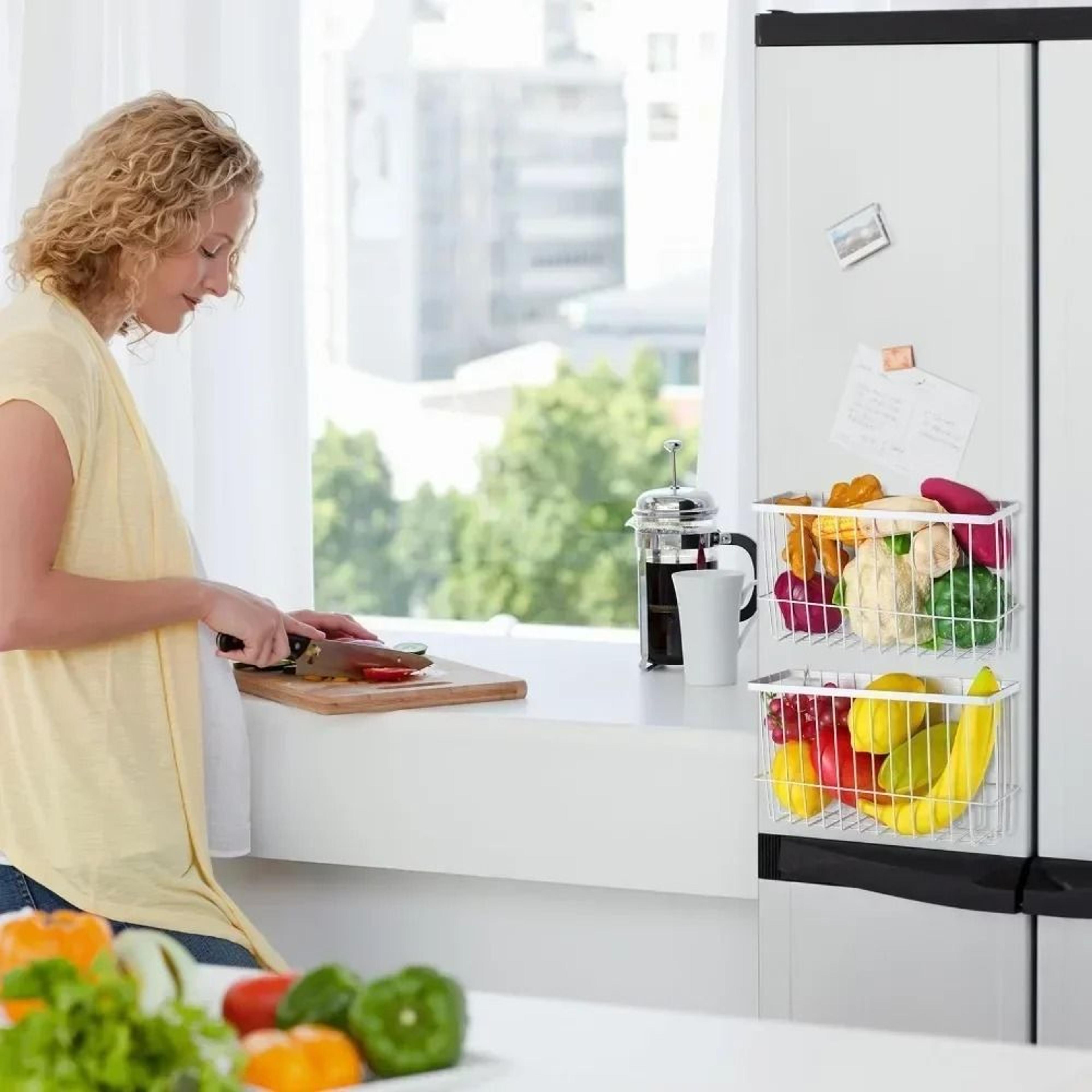 Modern Magnetic Refrigerator Storage Rack And WallMounted Metal Organizer Basket 2