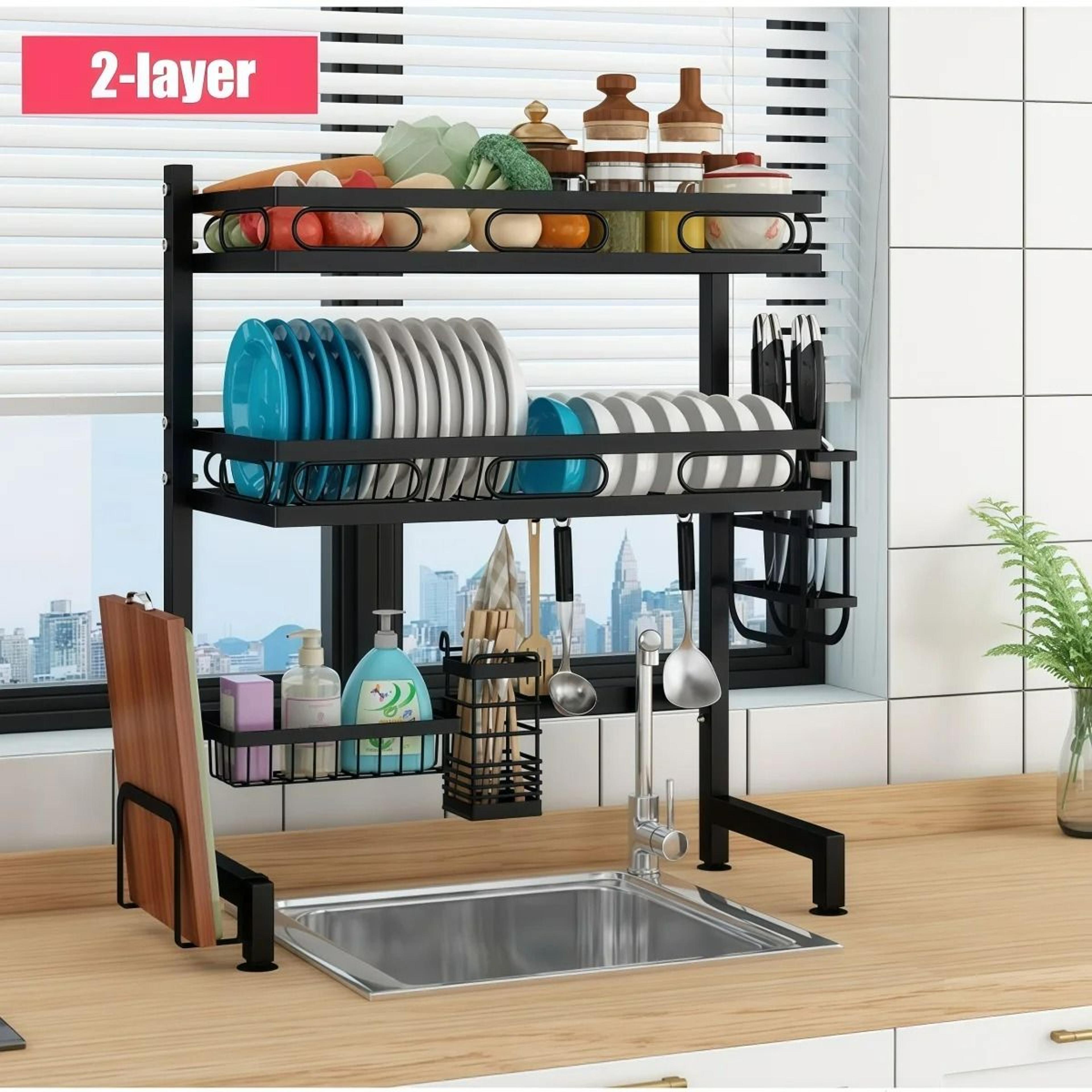 Large Capacity Over Sink Dish Drying Rack And Premium Space Saving Kitchen Above Sink Shelf Organiz 0