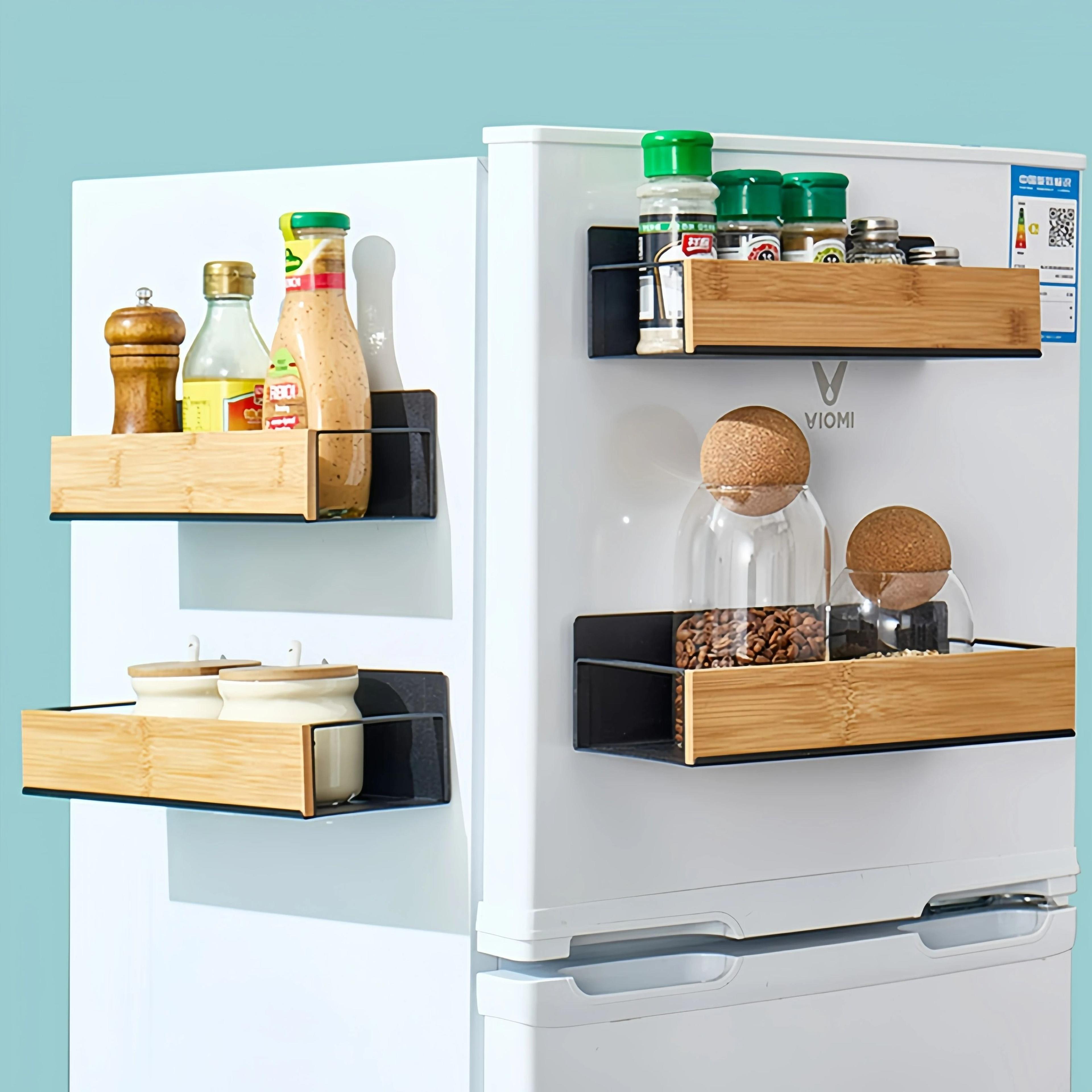 Magnetic Fridge Shelf Spice Storage Rack And Black Iron SpaceSaving Kitchen Organizer Basket 1