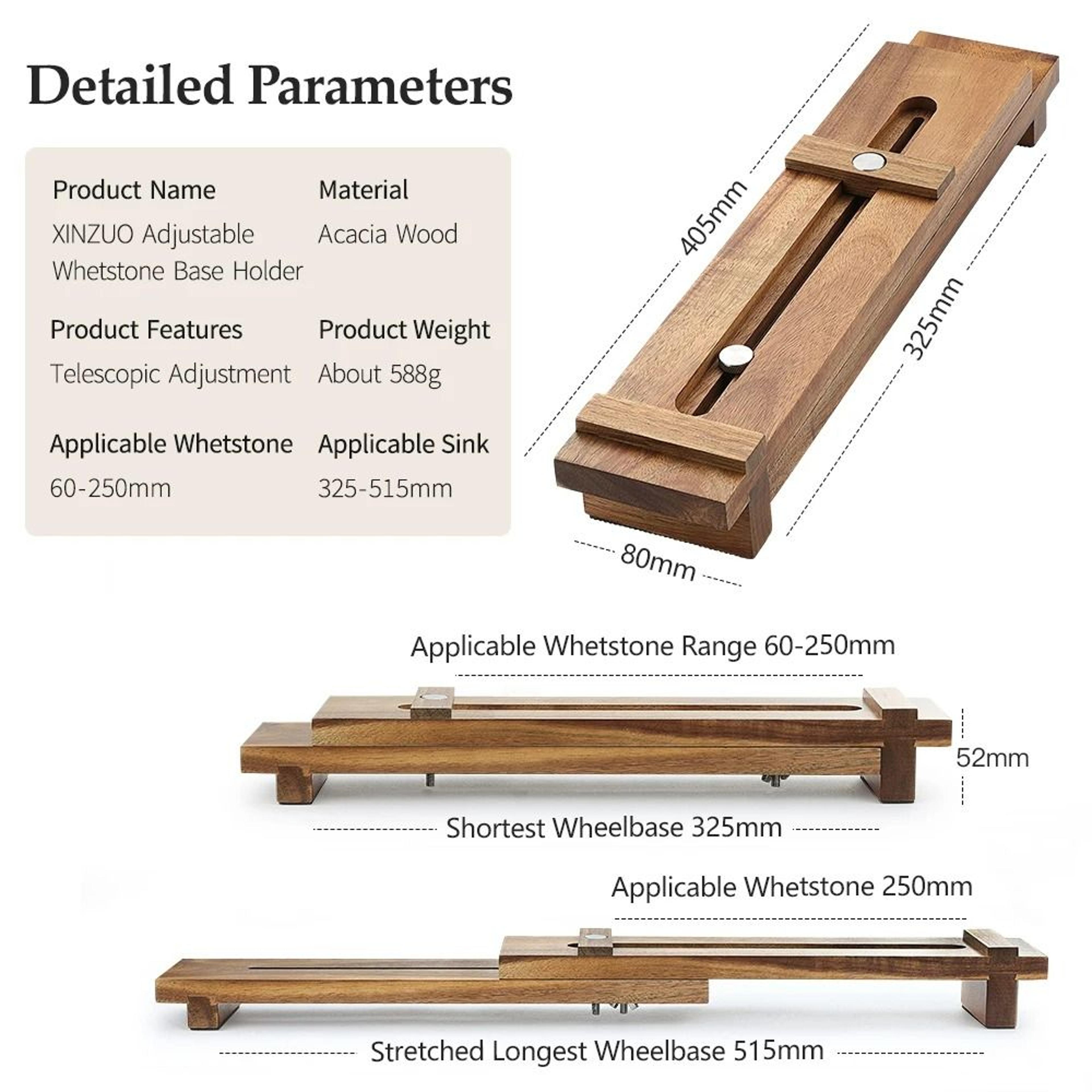 Acacia Wood Adjustable Whetstone Base Holder 1