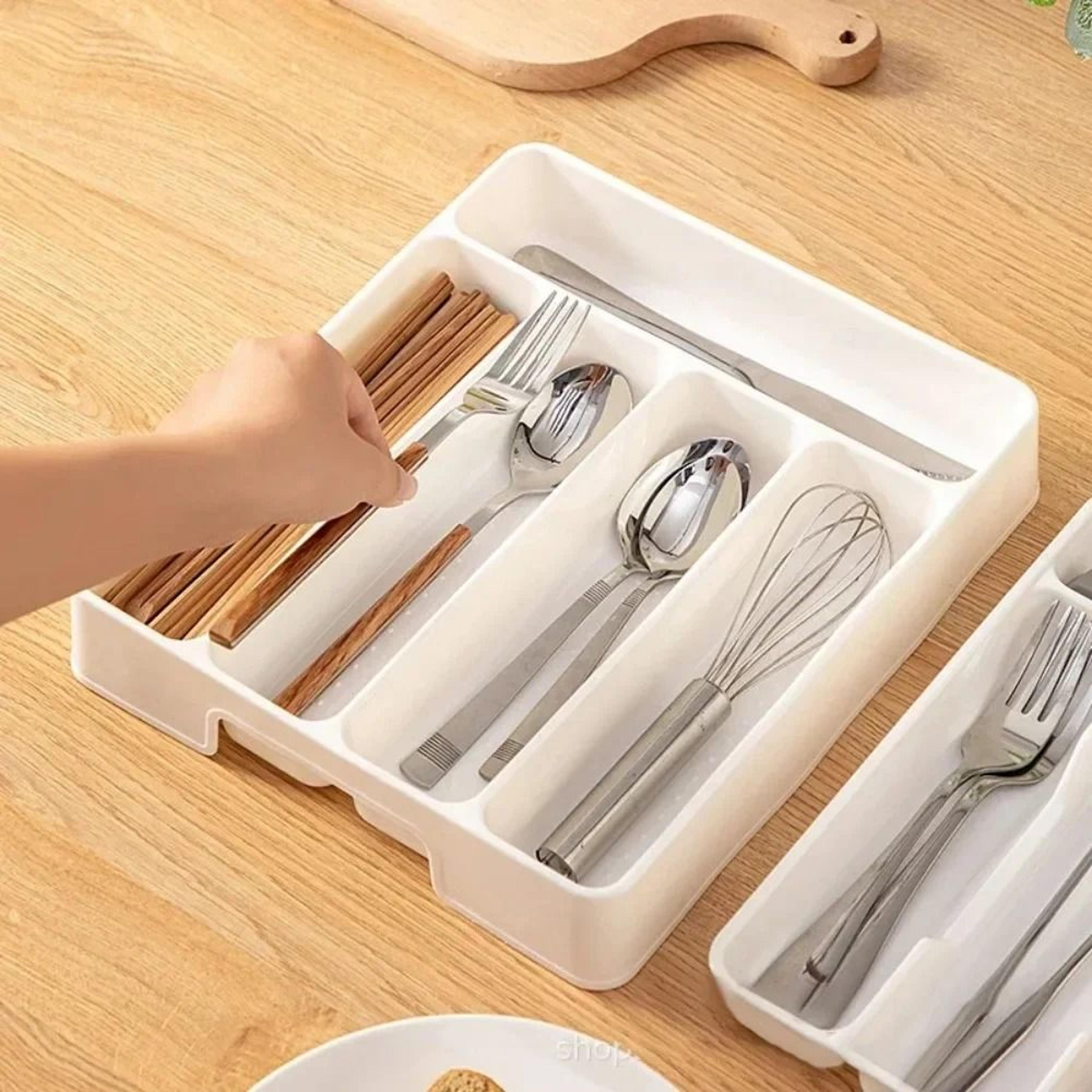Polypropylene DualSize Flatware Drawer Divider Tray 4