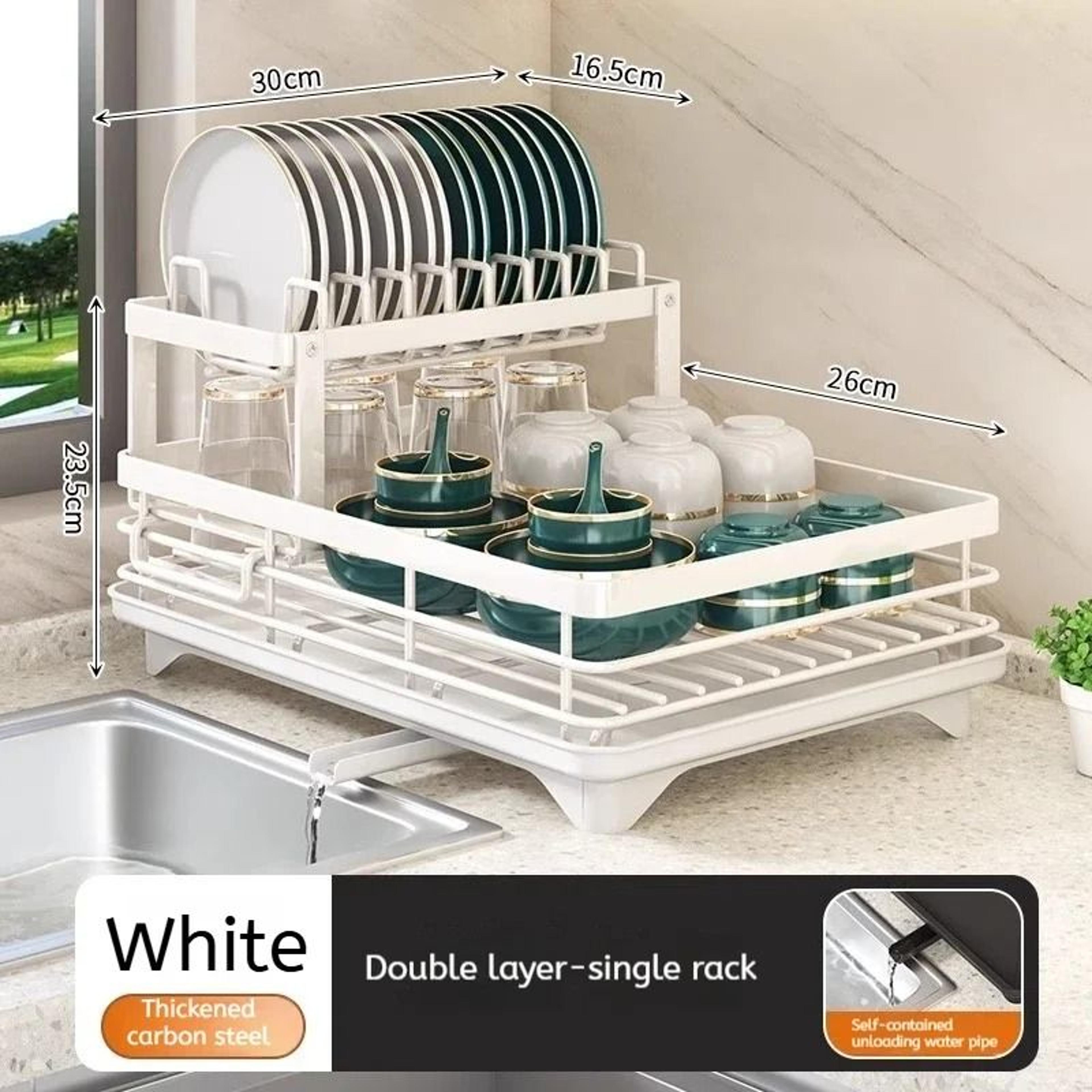 Stainless Steel Dish Drying Rack With Drainboard And Over Sink Plate Organizer For Kitchen Storage 2
