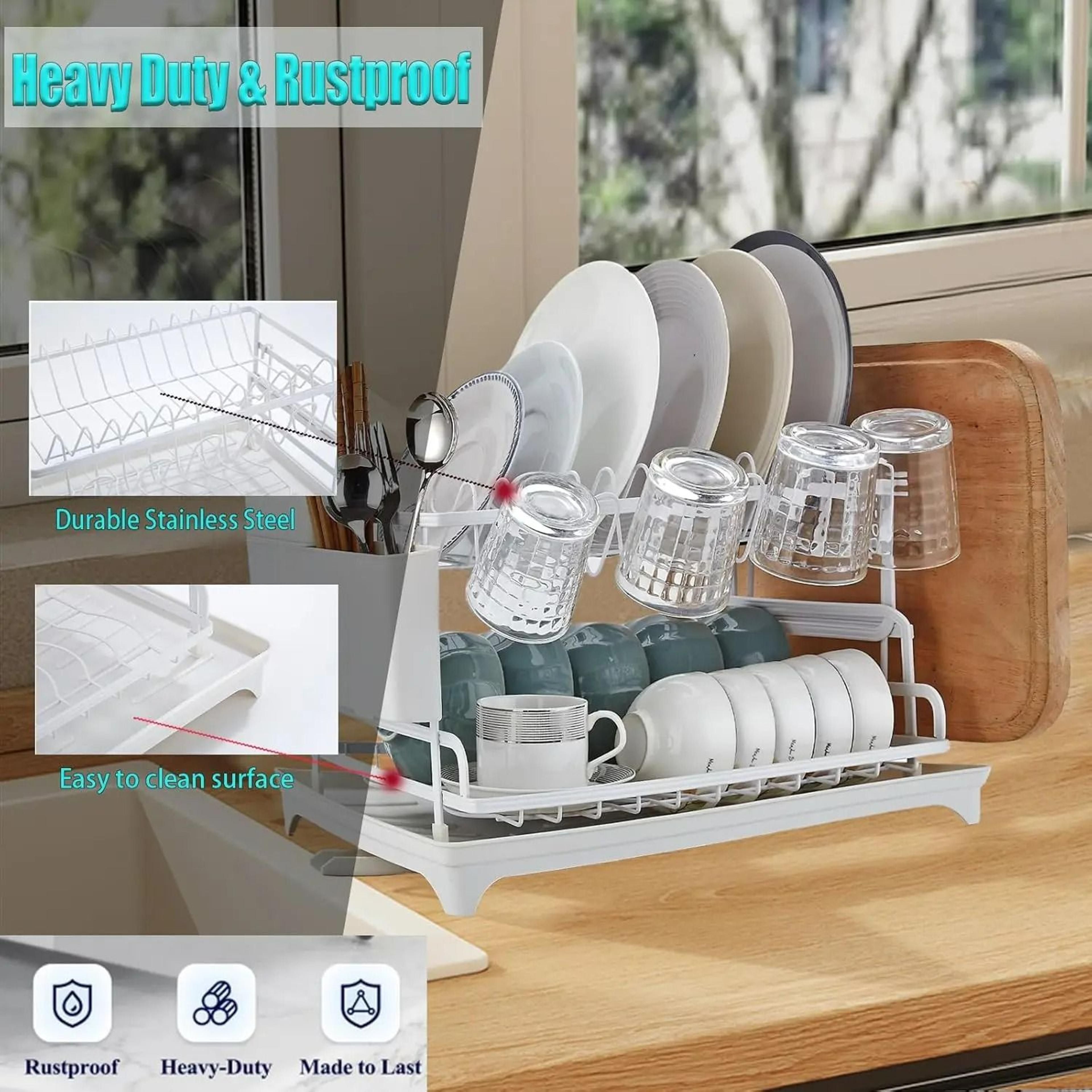 HeavyDuty 2Tier SpaceSaving Dish Drying Rack 4