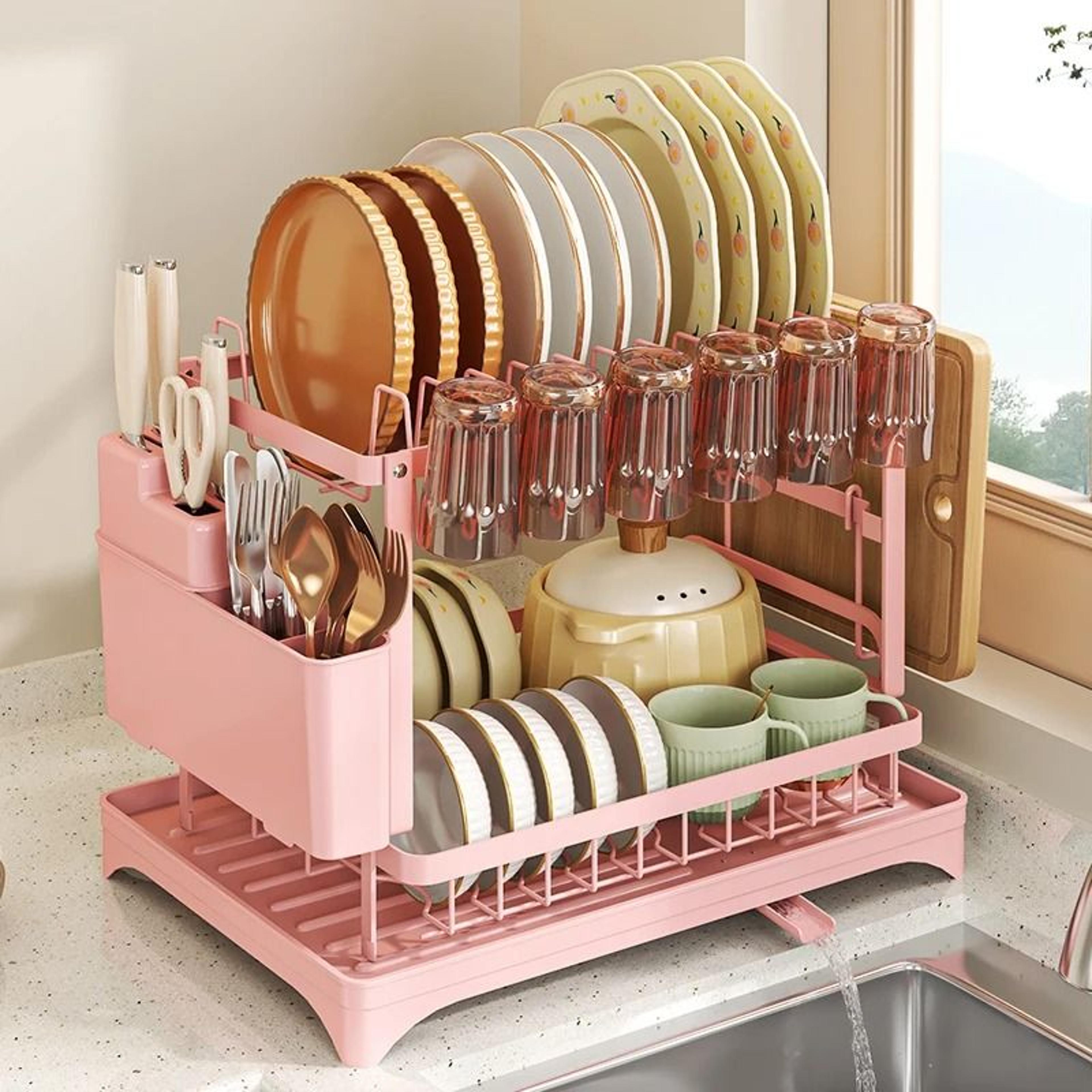 HeavyDuty 2Tier SpaceSaving Dish Drying Rack 7